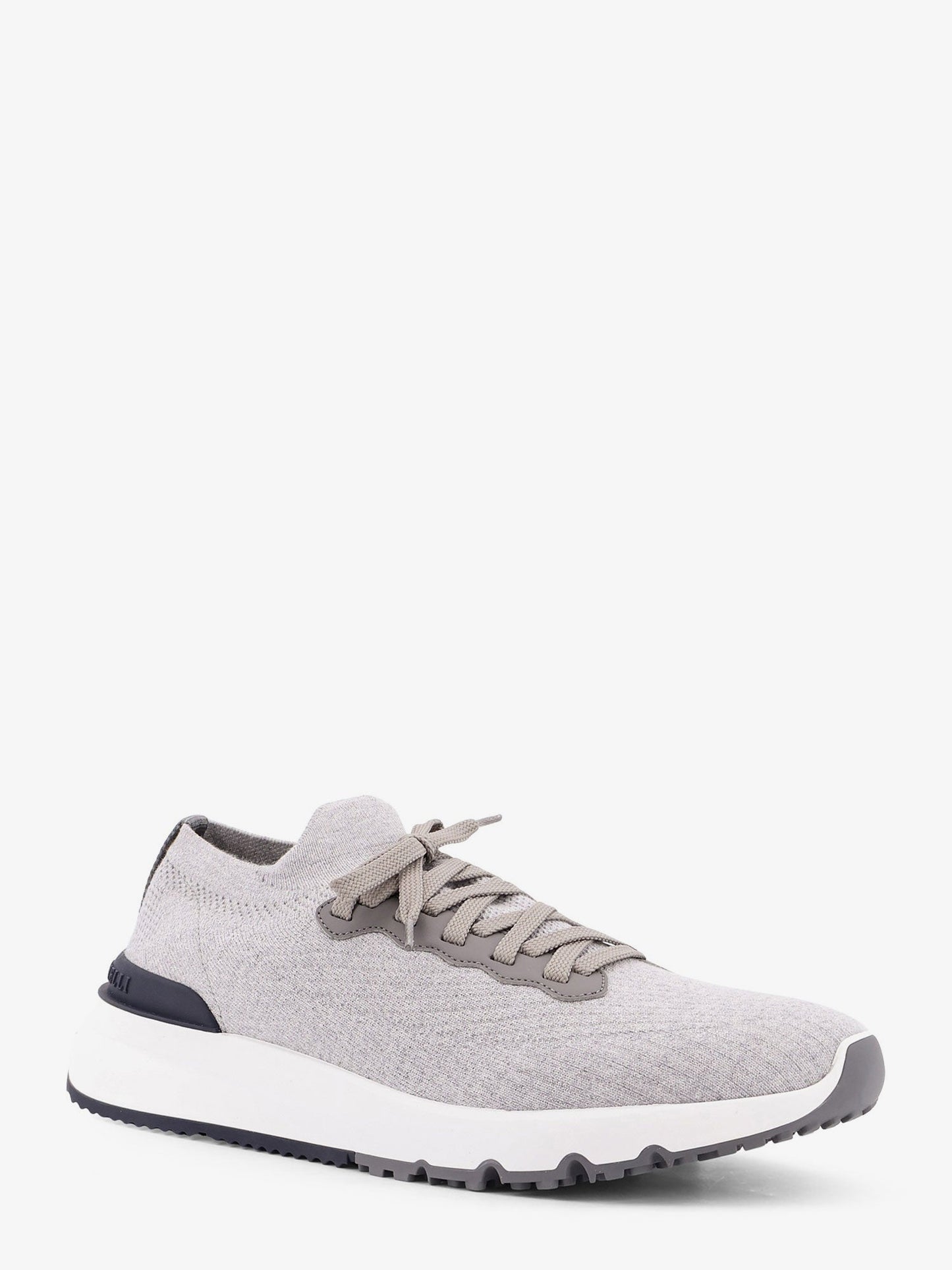Brunello Cucinelli Men Low-Top Cotton Knit And Leather Sneakers BRUNELLO CUCINELLI