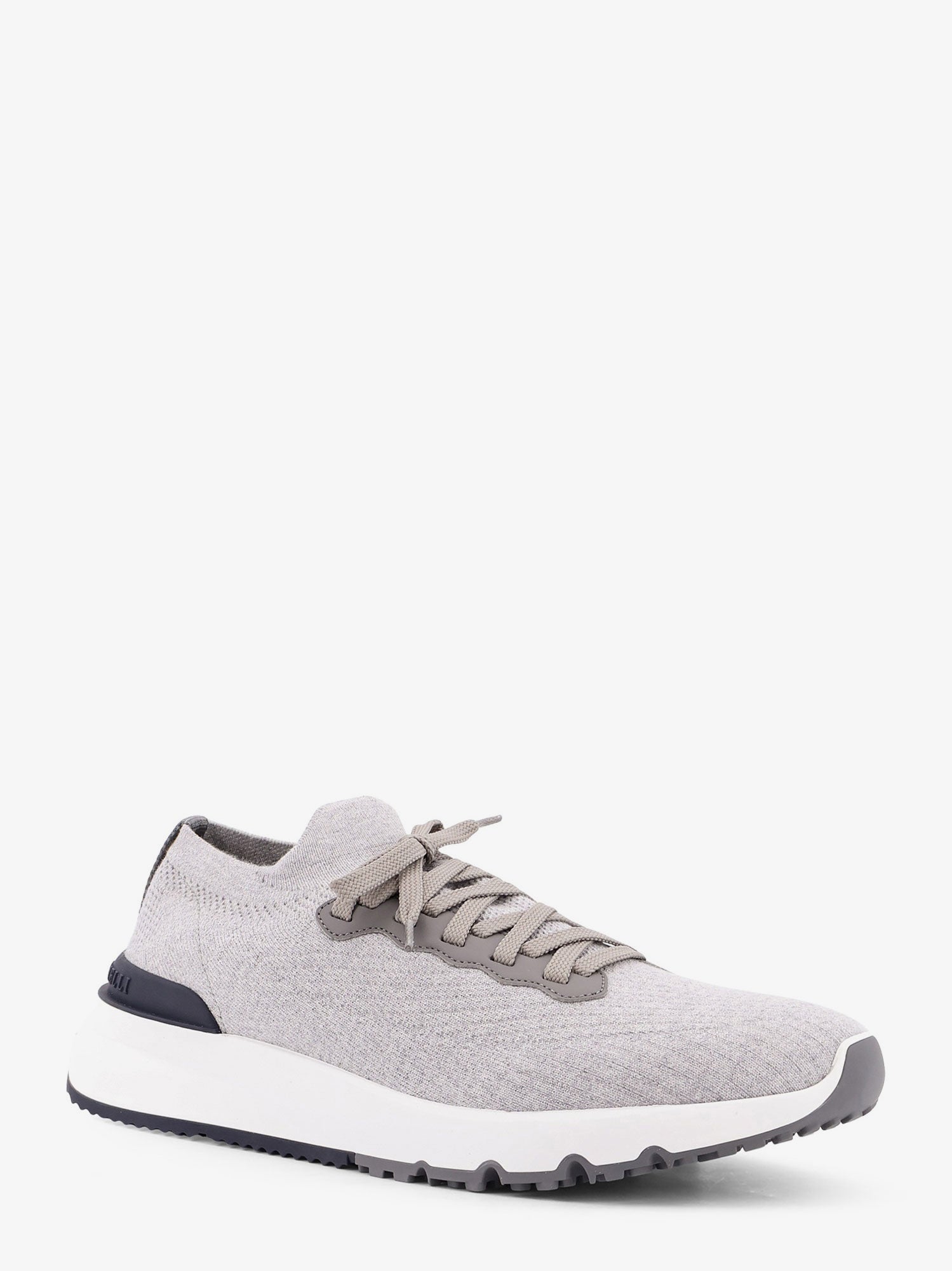 Brunello Cucinelli Men Low-Top Cotton Knit And Leather Sneakers BRUNELLO CUCINELLI