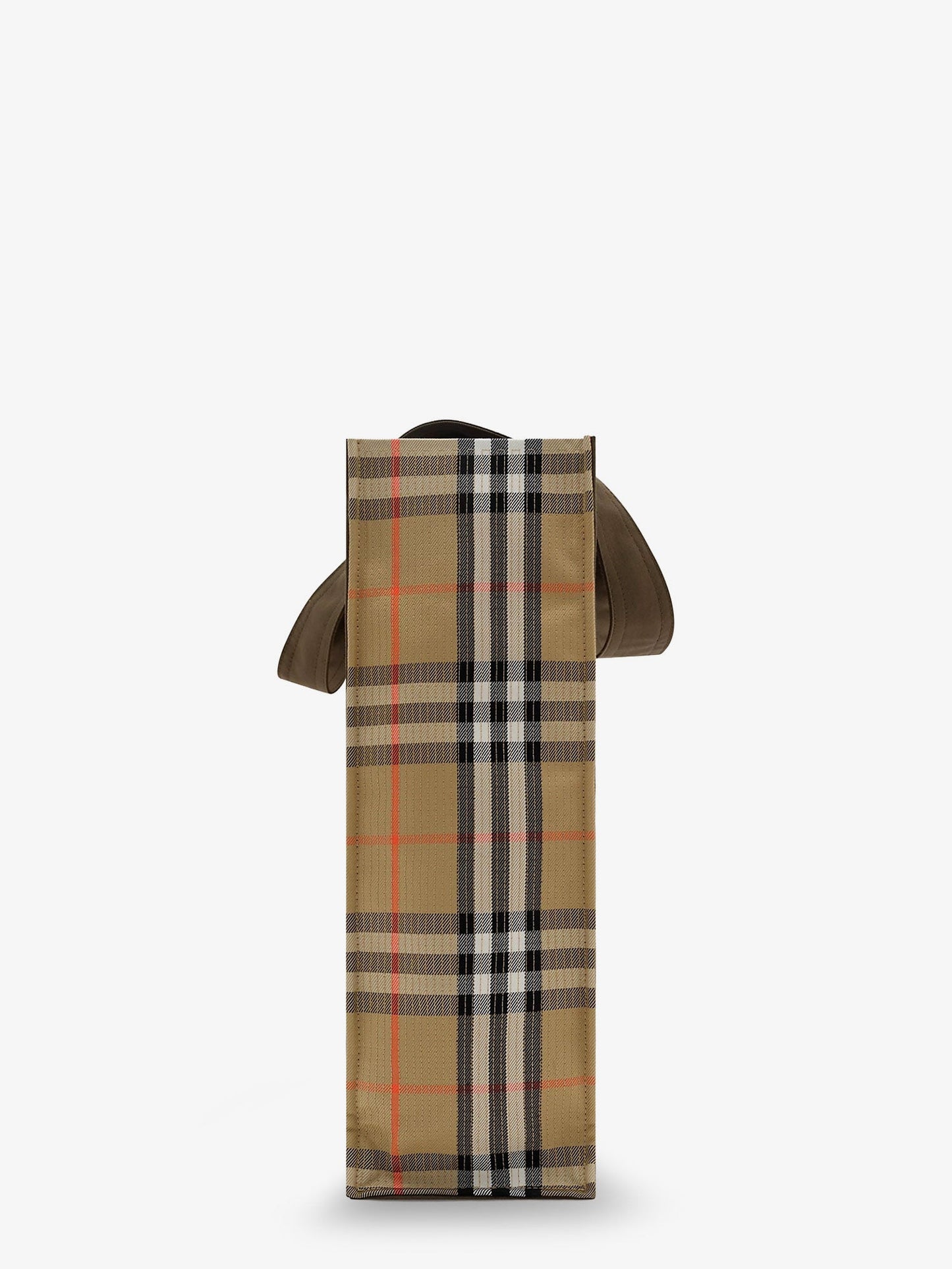 Burberry Men Tote Trench Check Canvas Shoulder Bag With Suede Logo Label On The Front BURBERRY