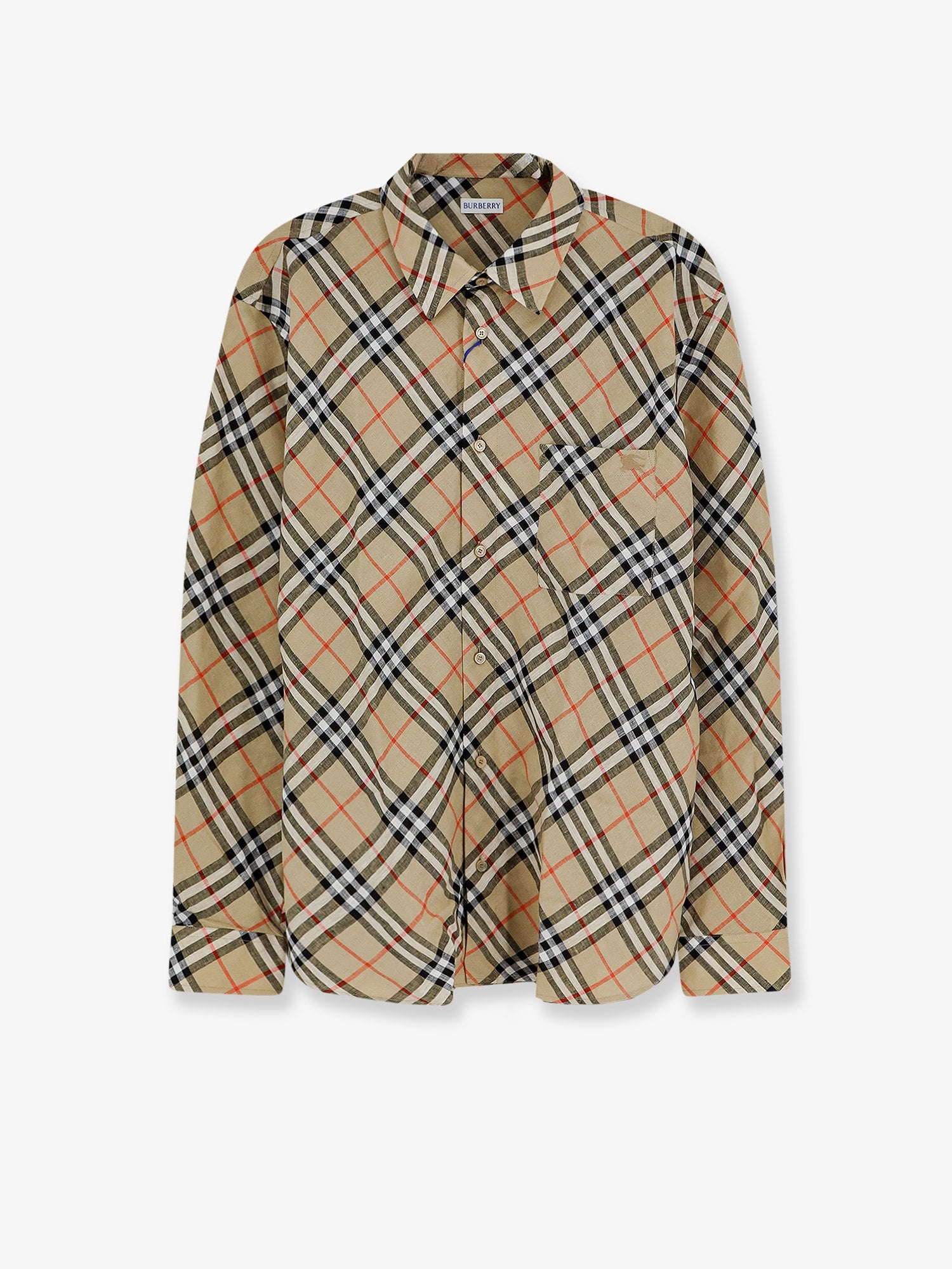 Burberry Men Linen Shirt With Check Print BURBERRY