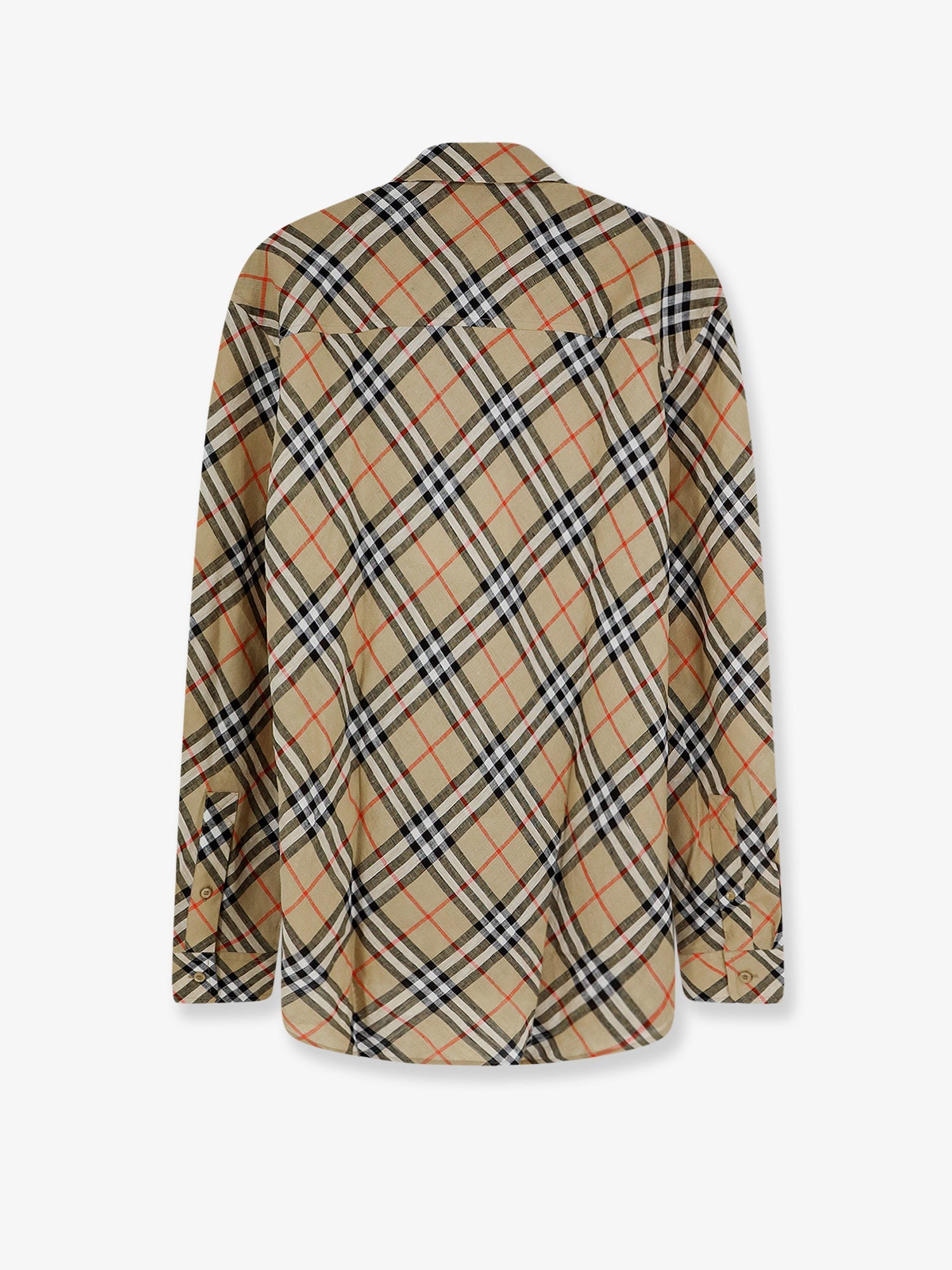 Burberry Men Linen Shirt With Check Print BURBERRY