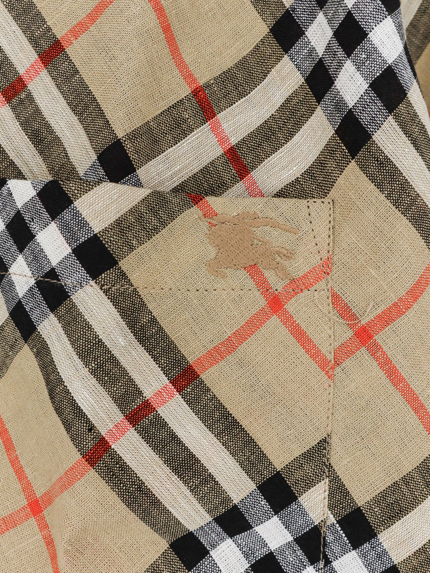 Burberry Men Linen Shirt With Check Print BURBERRY