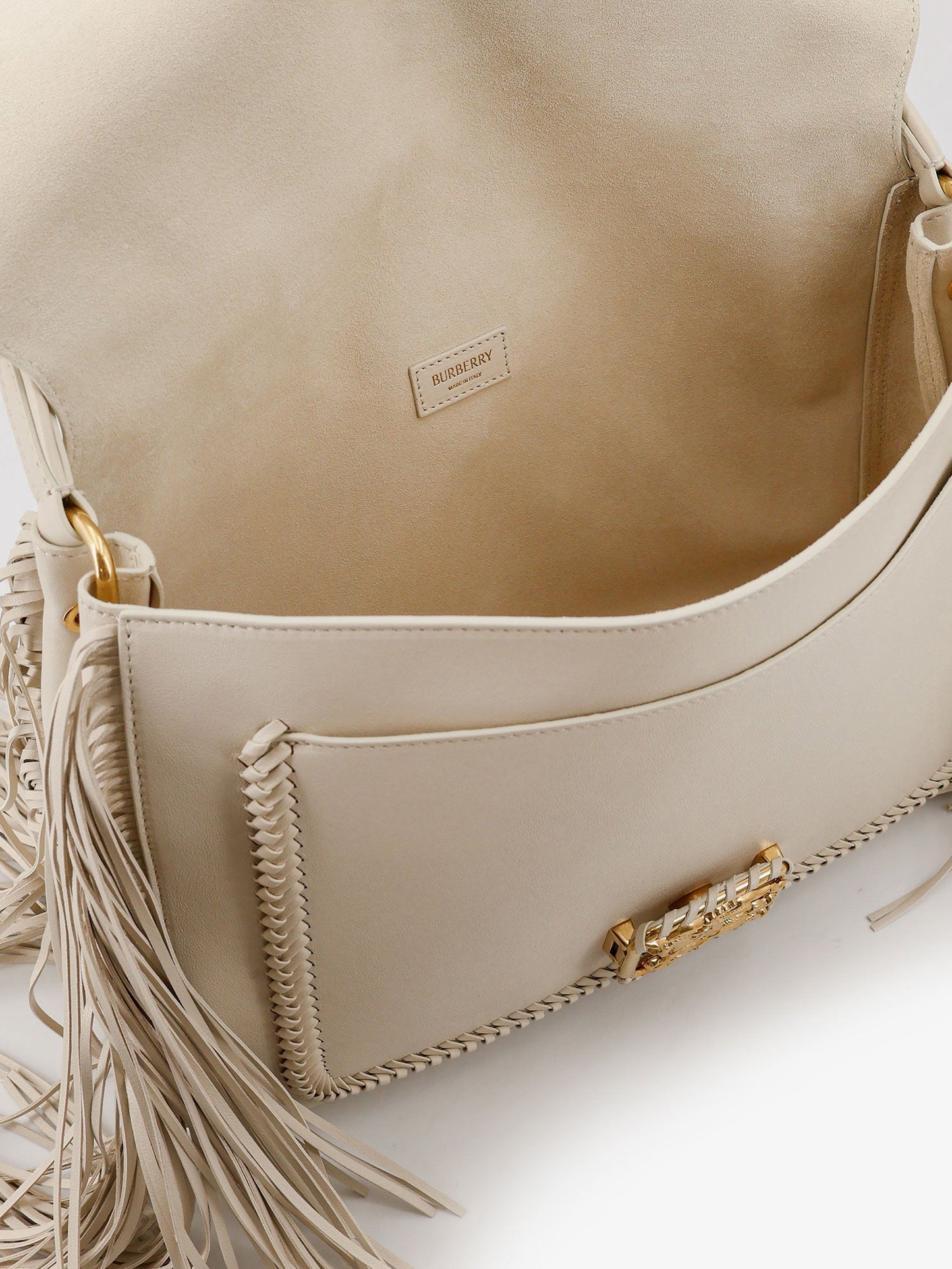 Burberry Women Rider Leather Handbag With Metal Equestrian Knit Logo BURBERRY