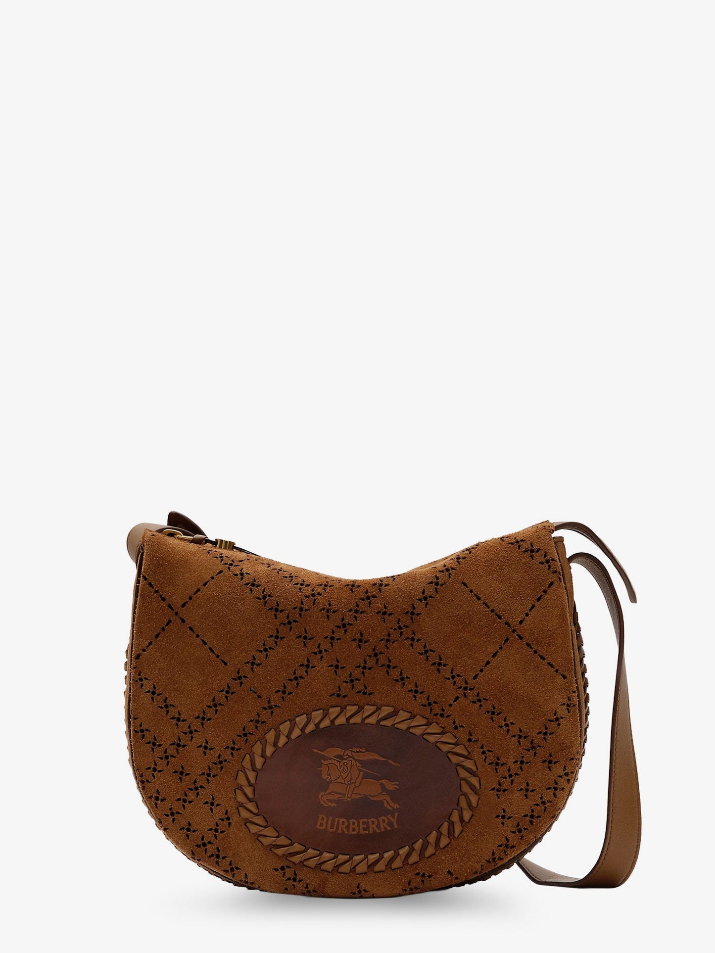 Burberry Women Tavistock Suede Crossbody Bag With Perforated Pattern BURBERRY