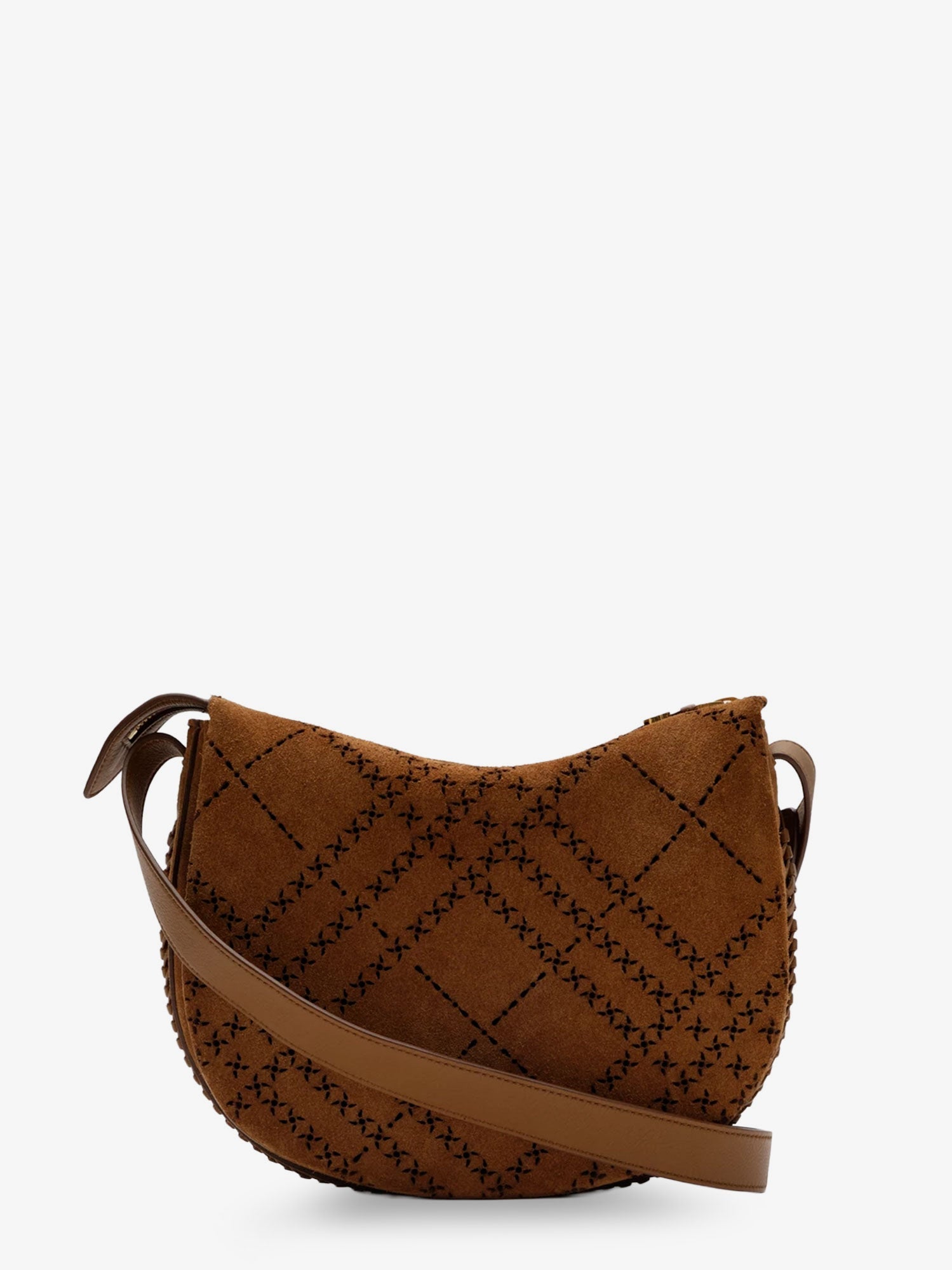 Burberry Women Tavistock Suede Crossbody Bag With Perforated Pattern BURBERRY
