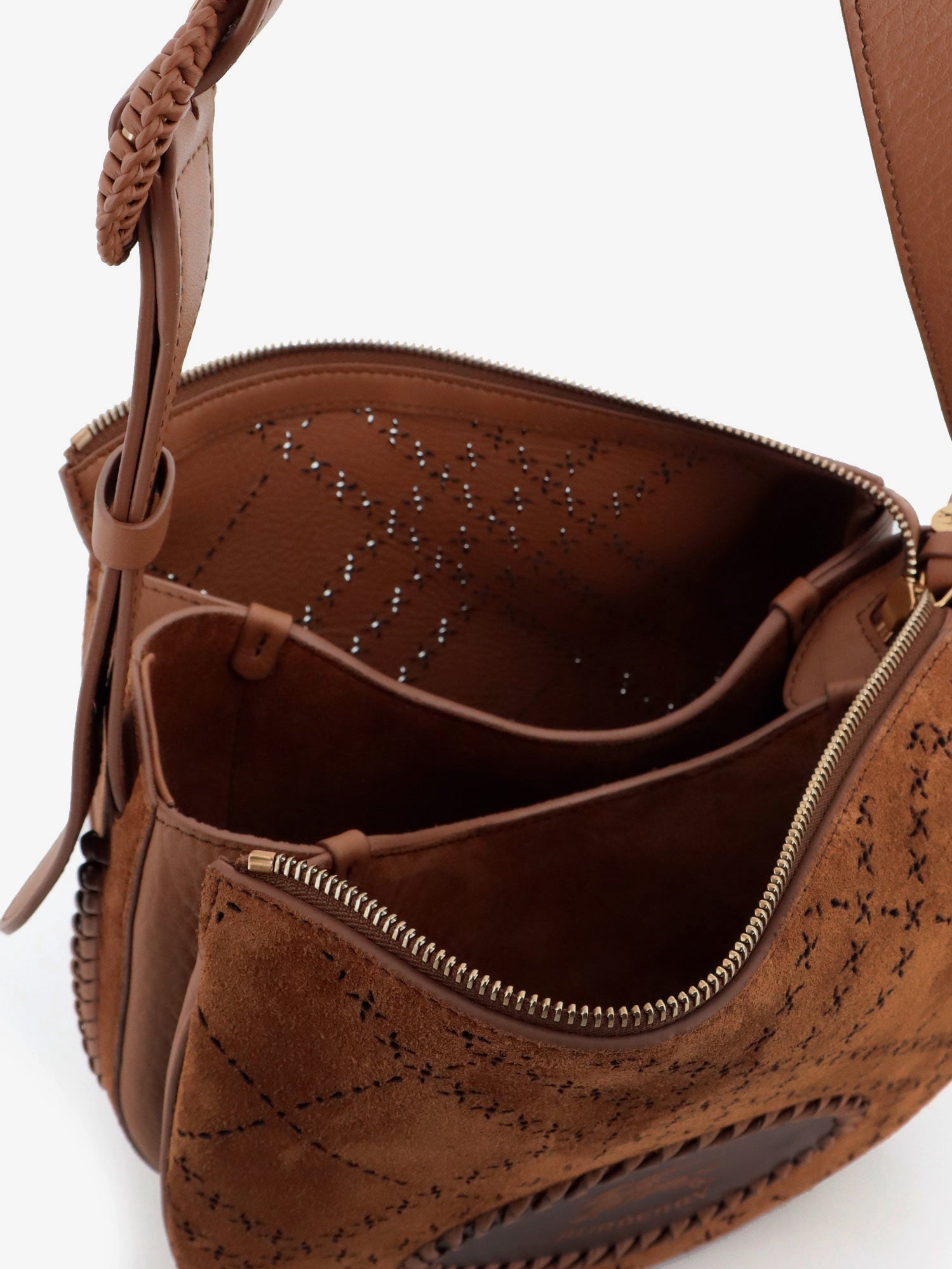 Burberry Women Tavistock Suede Crossbody Bag With Perforated Pattern BURBERRY