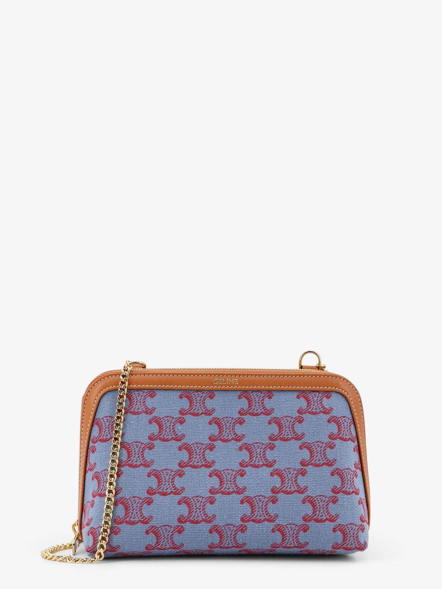 Celine Women Jacquard Fabric Crossbody Bag With All-Over Triomphe Logo CELINE