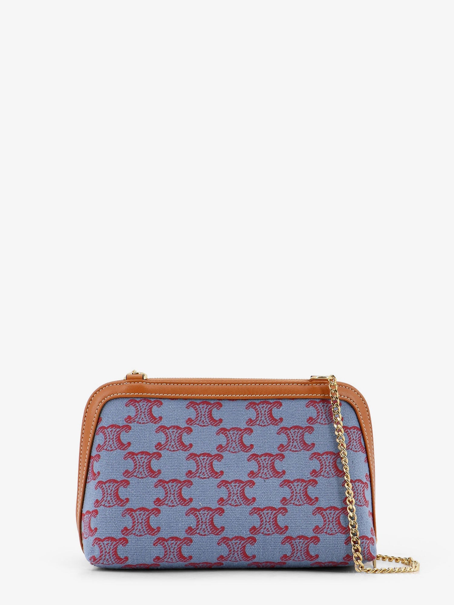 Celine Women Jacquard Fabric Crossbody Bag With All-Over Triomphe Logo CELINE