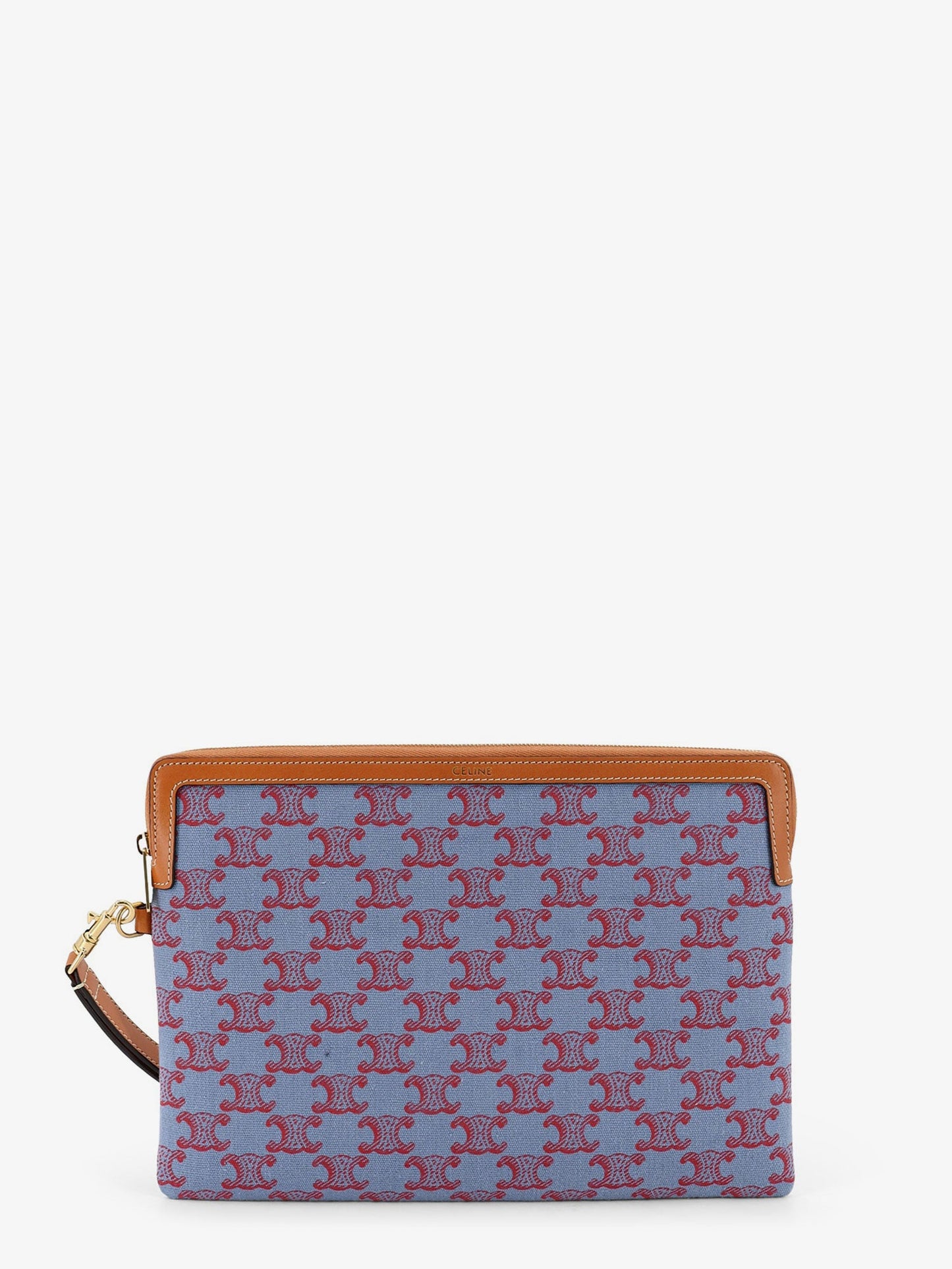 Celine Women Jacquard Fabric Clutch Bag With All-Over Triomphe Motif CELINE