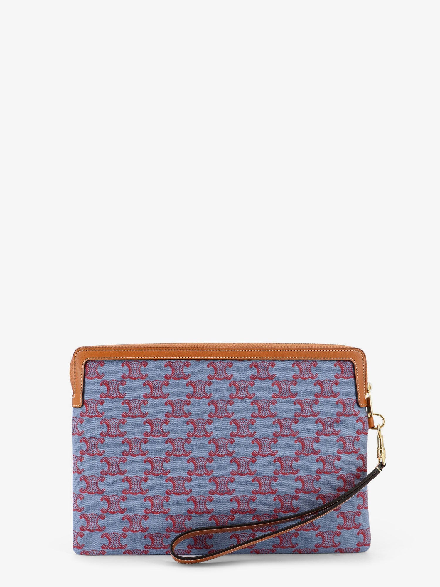 Celine Women Jacquard Fabric Clutch Bag With All-Over Triomphe Motif CELINE