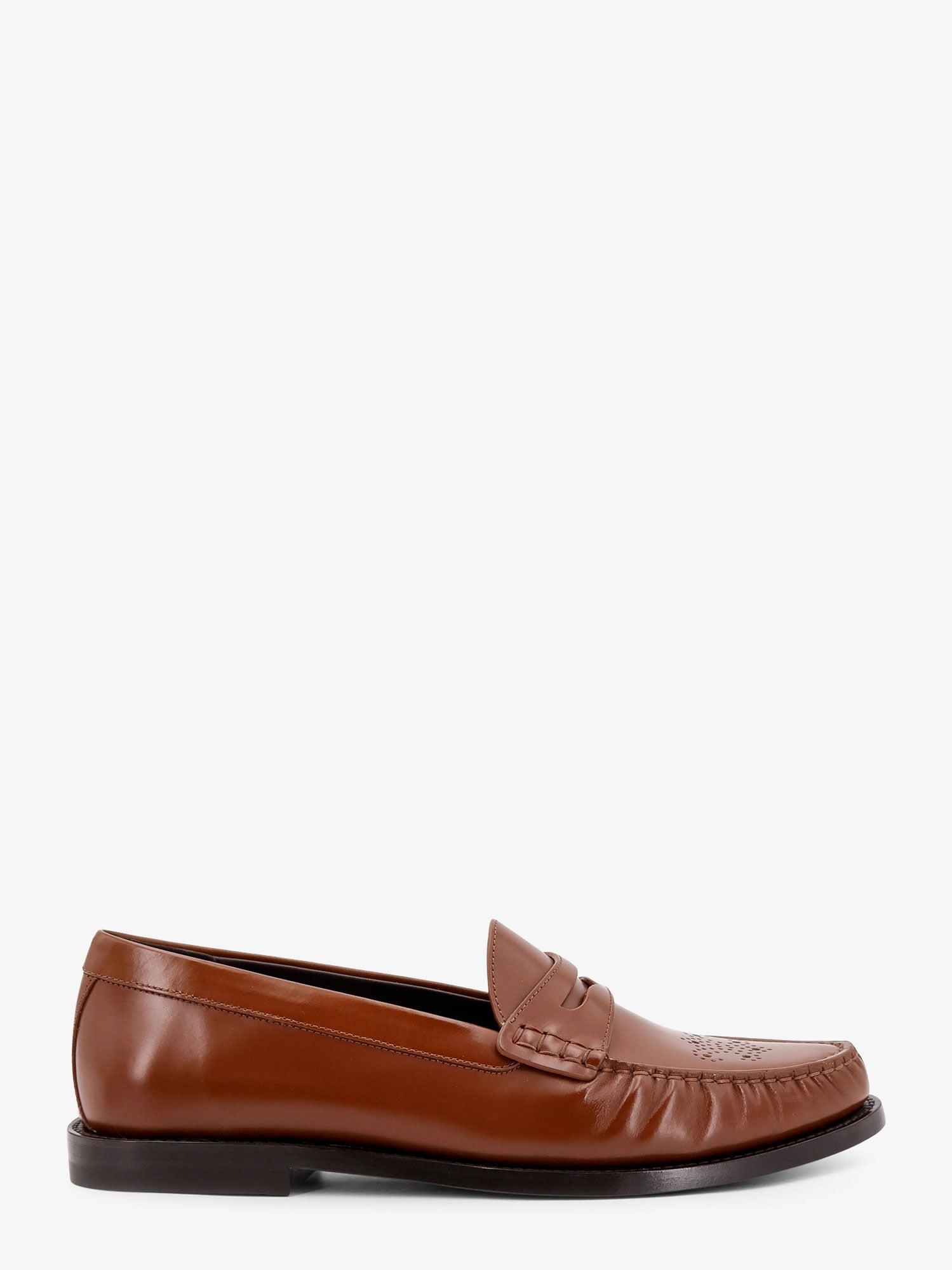 Celine Men Vivienne Leather Loafer With Perforated Triomphe Logo CELINE