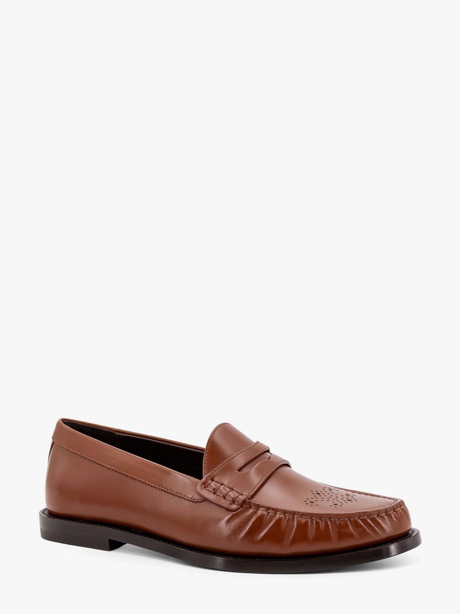 Celine Men Vivienne Leather Loafer With Perforated Triomphe Logo CELINE