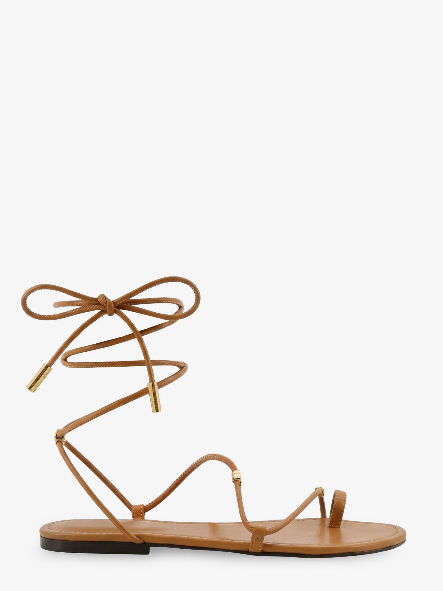 Celine Women Leather Sandals With Metal Triomphe Logo CELINE