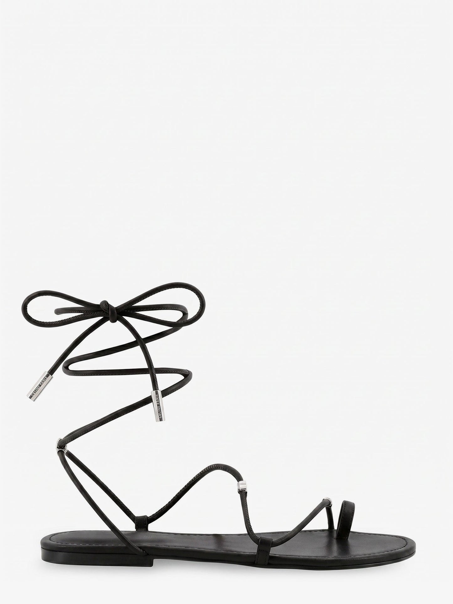 Celine Women Leather Sandals With Metal Triomphe Logo CELINE