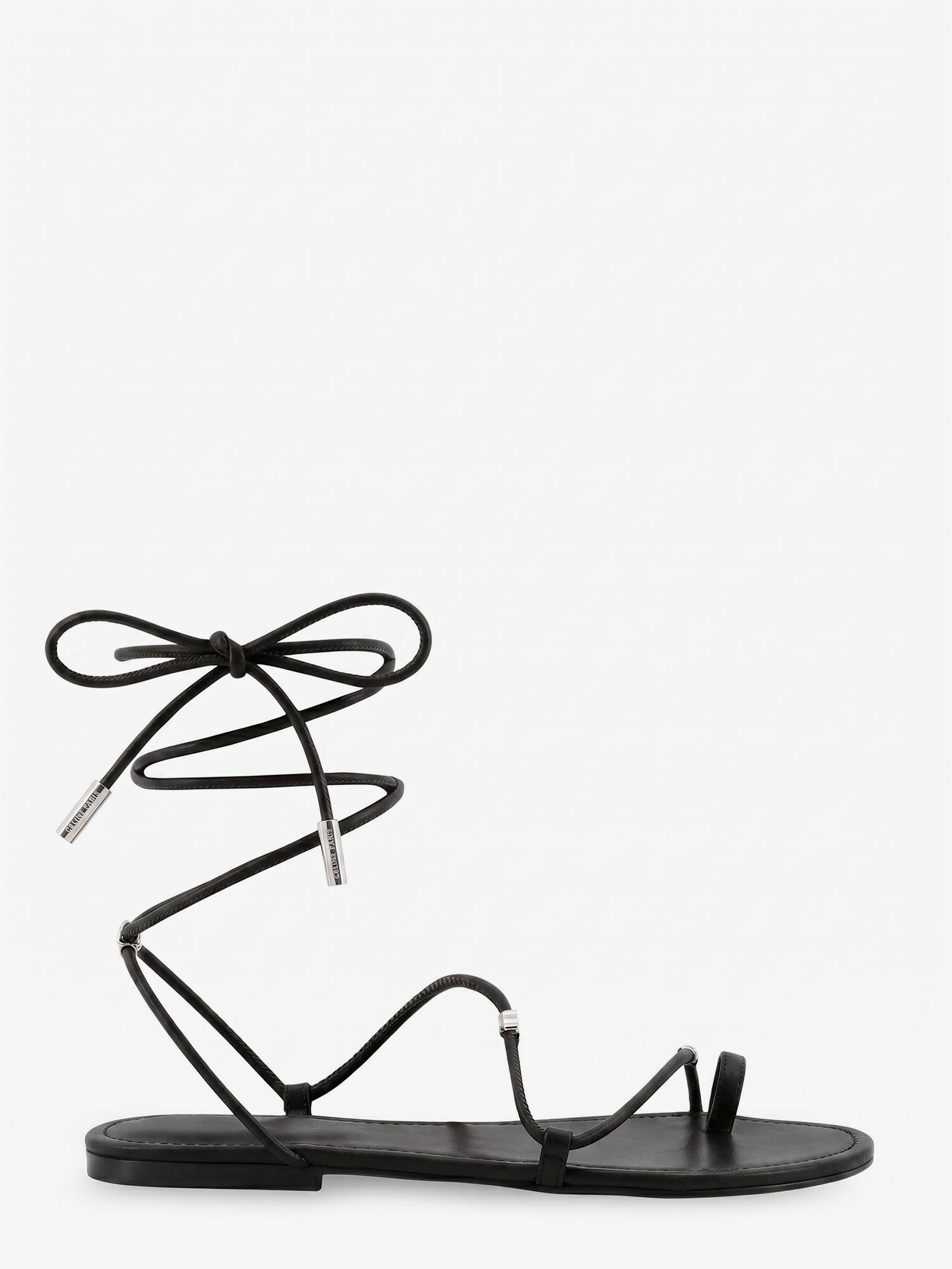 Celine Women Leather Sandals With Metal Triomphe Logo CELINE