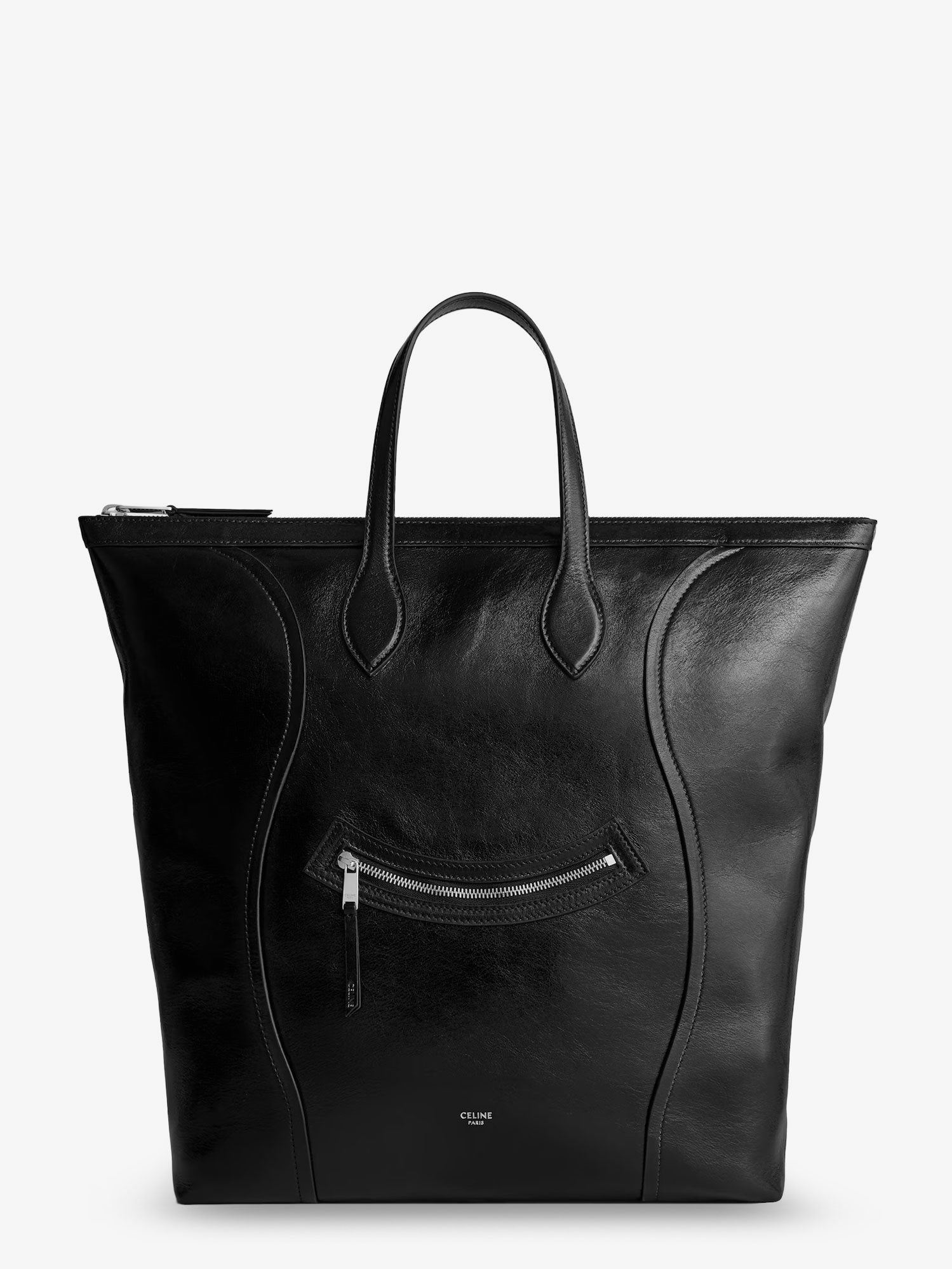 Celine Men Cabas Leather Crossbody Bag With Logo On The Front CELINE