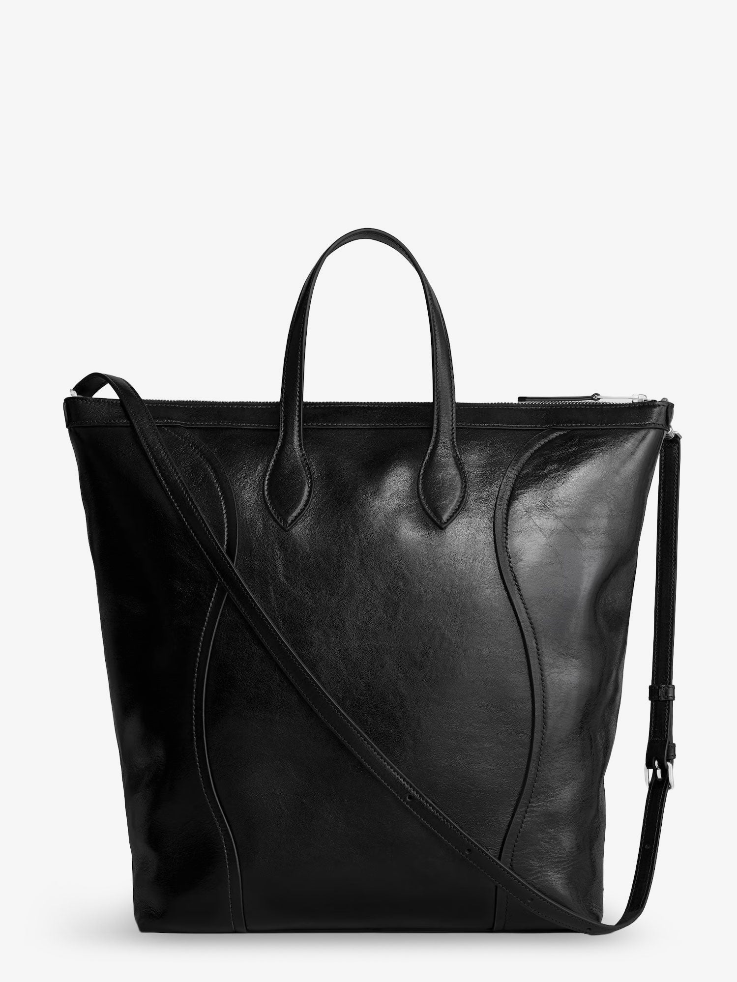 Celine Men Cabas Leather Crossbody Bag With Logo On The Front CELINE