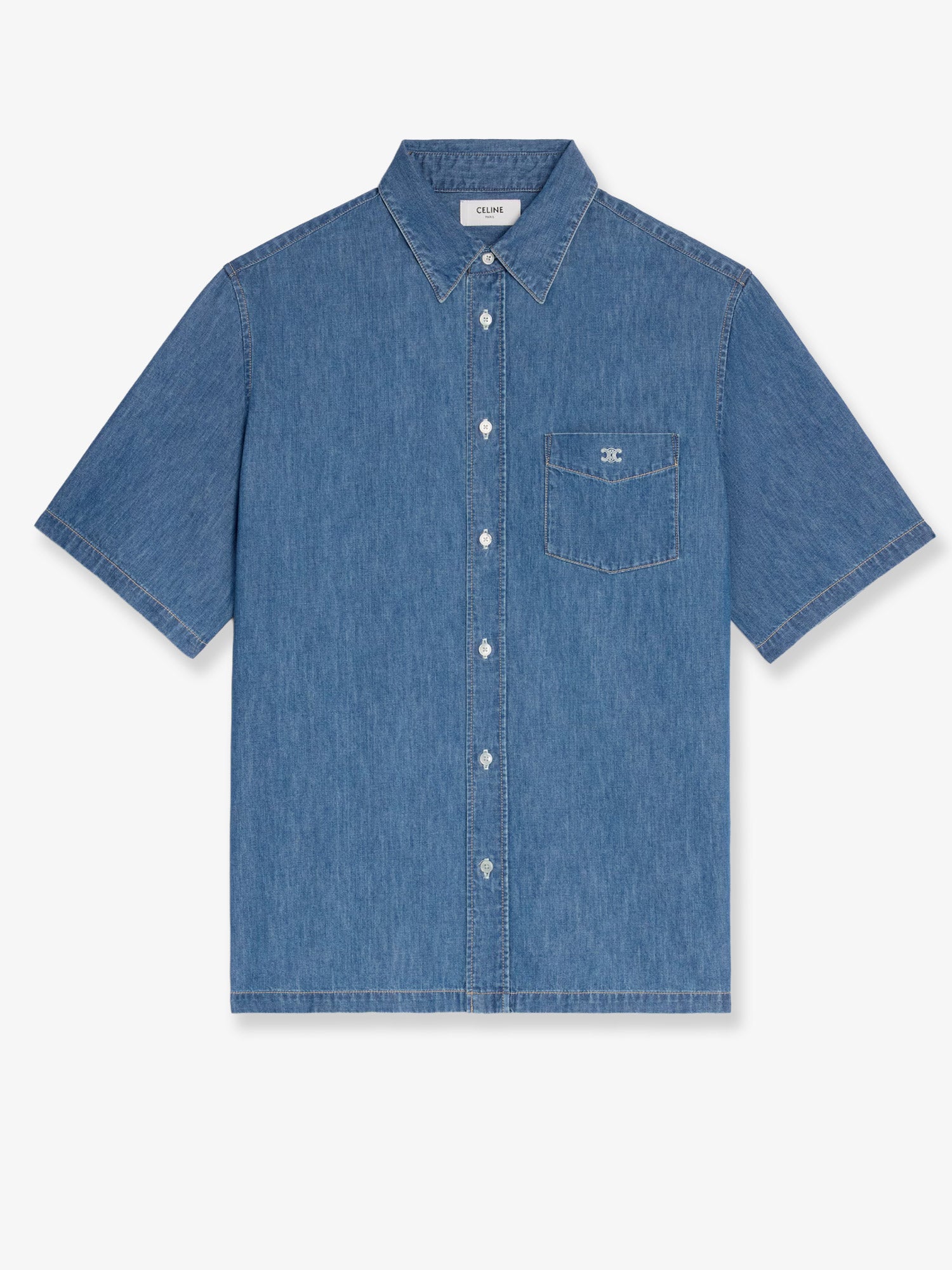 Celine Men Cotton Shirt With Triomphe Detail CELINE