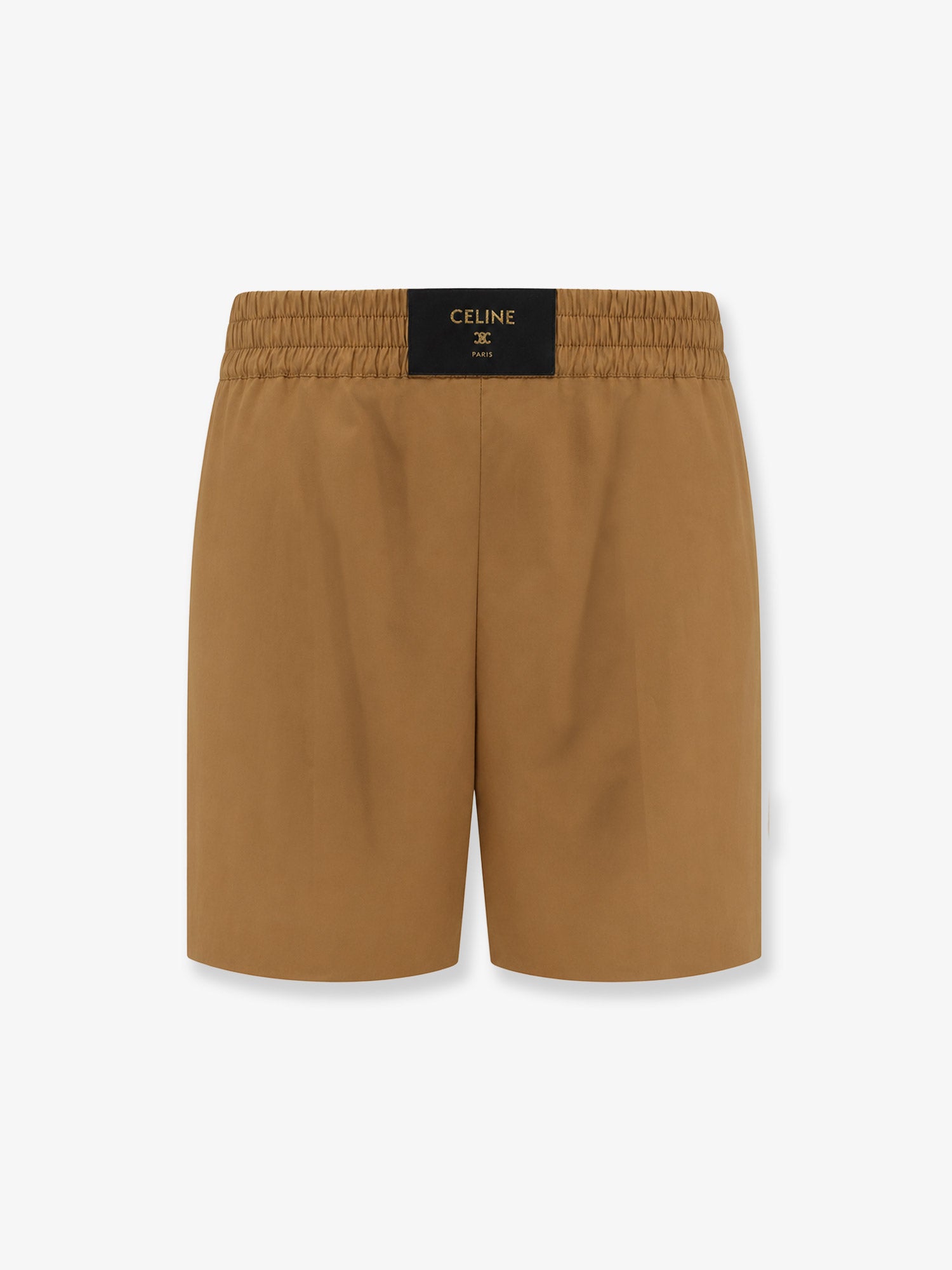 Celine Women Cotton And Linen Shorts With Triomphe Patch CELINE