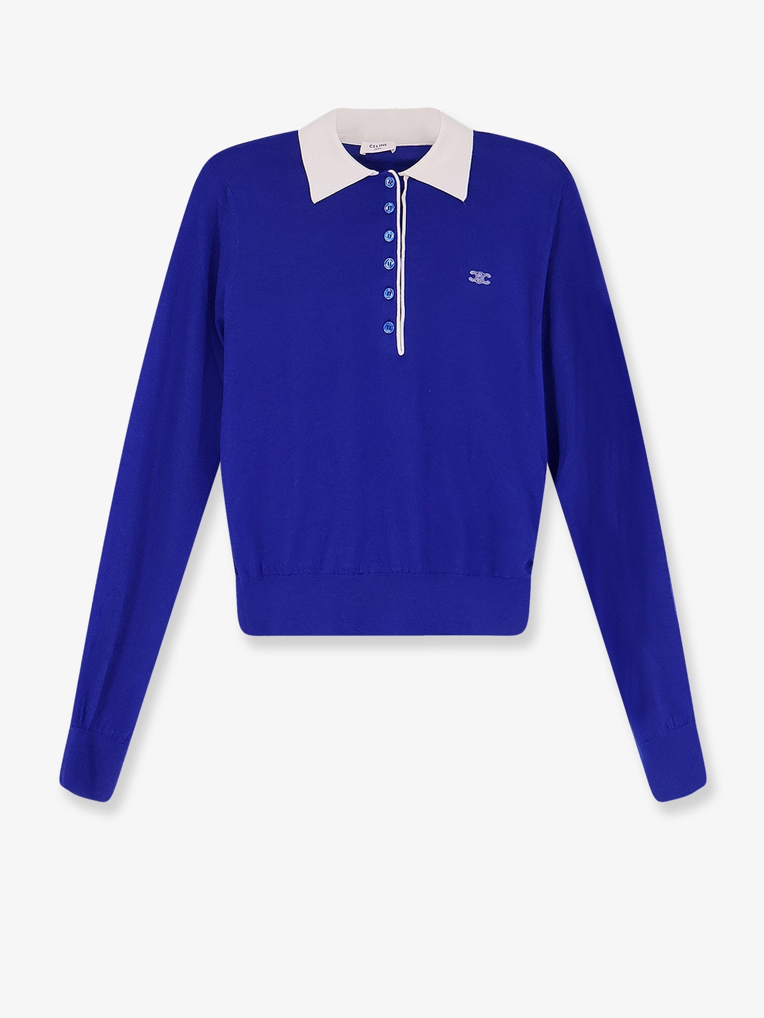 Celine Women Cashmere And Silk Polo Shirt With Logo Embroidery On The Front CELINE