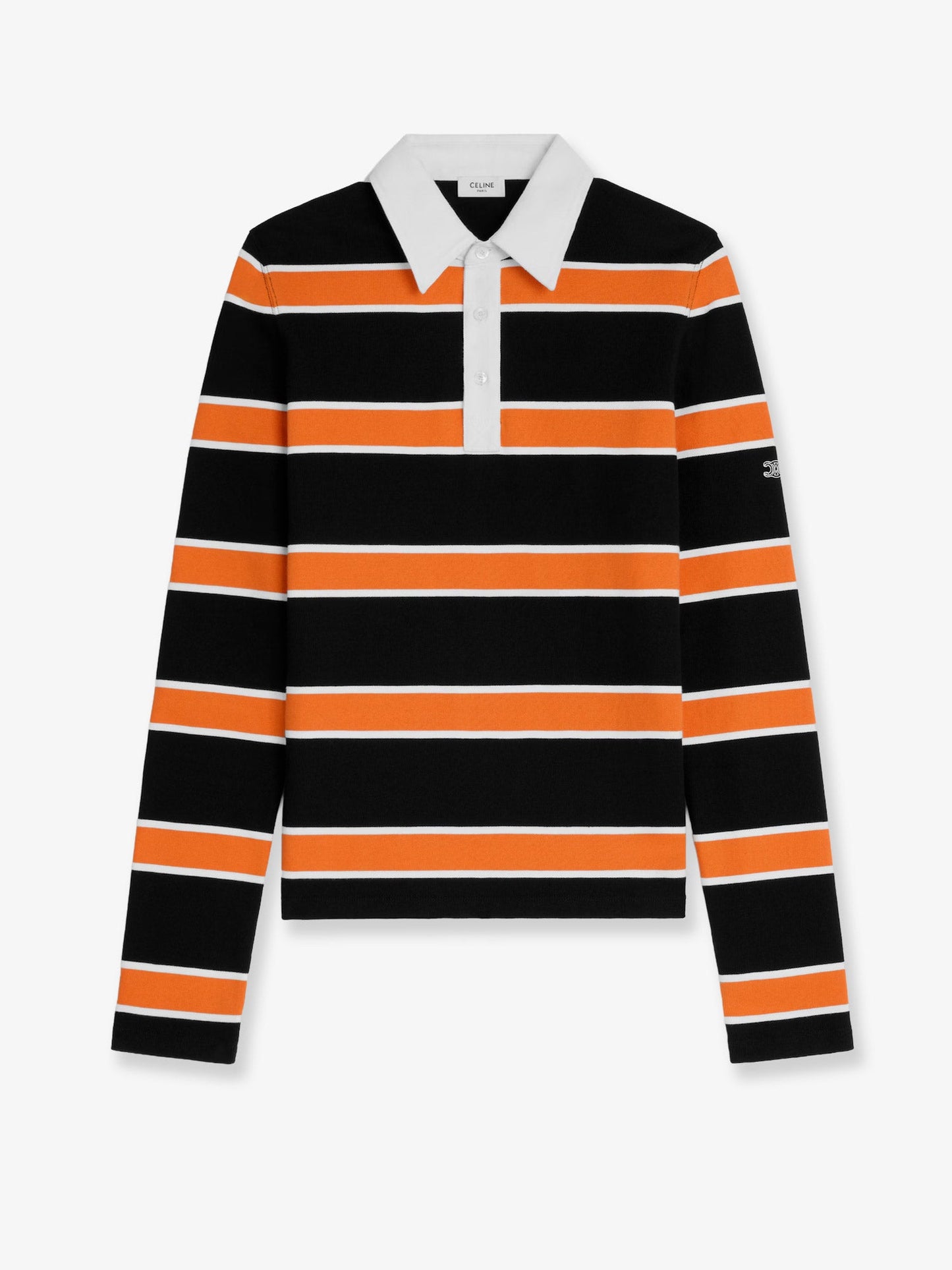 Celine Men Cotton Polo Shirt With Striped Pattern CELINE