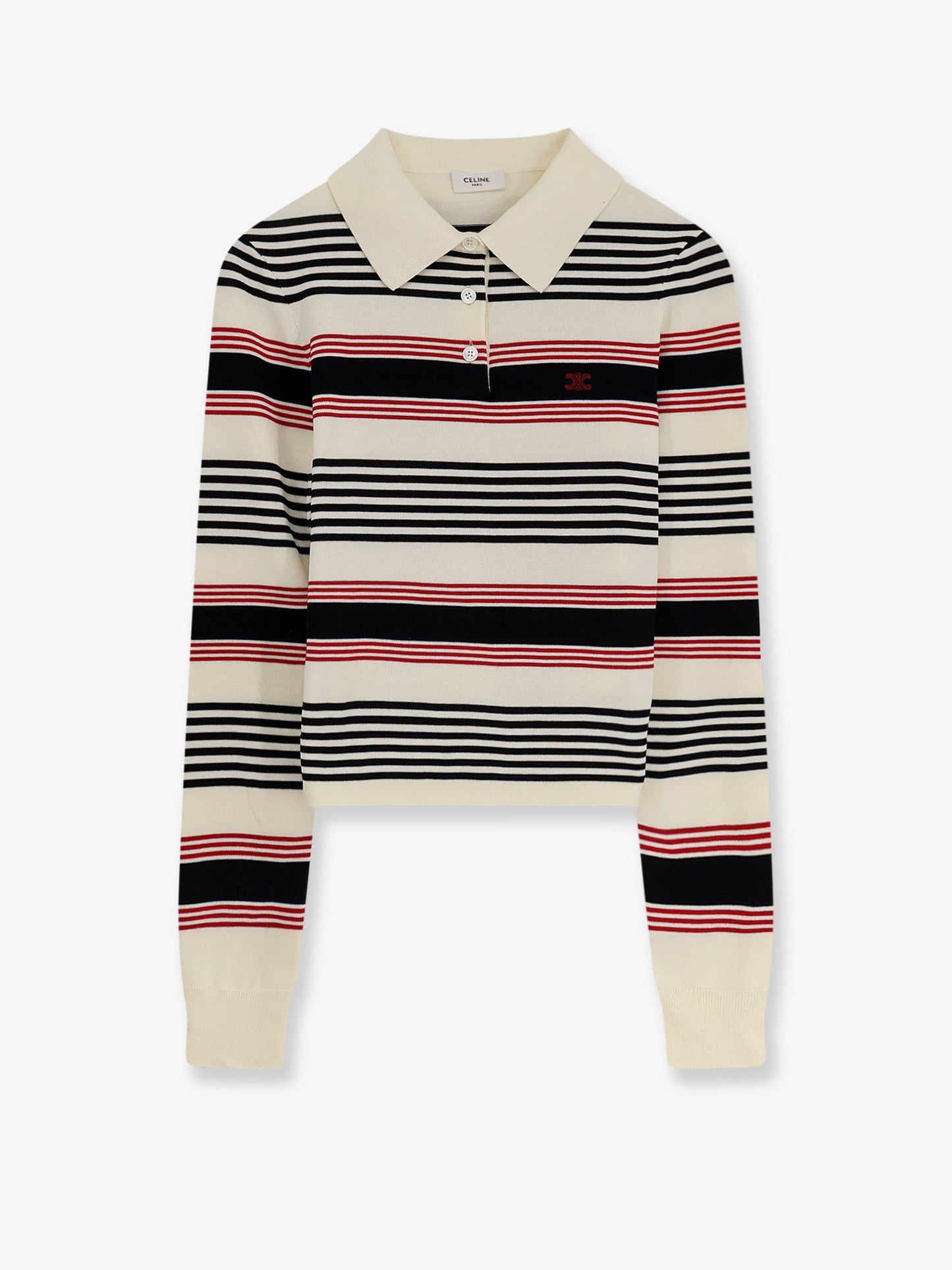 Celine Women Striped Cotton Polo Sweater CELINE