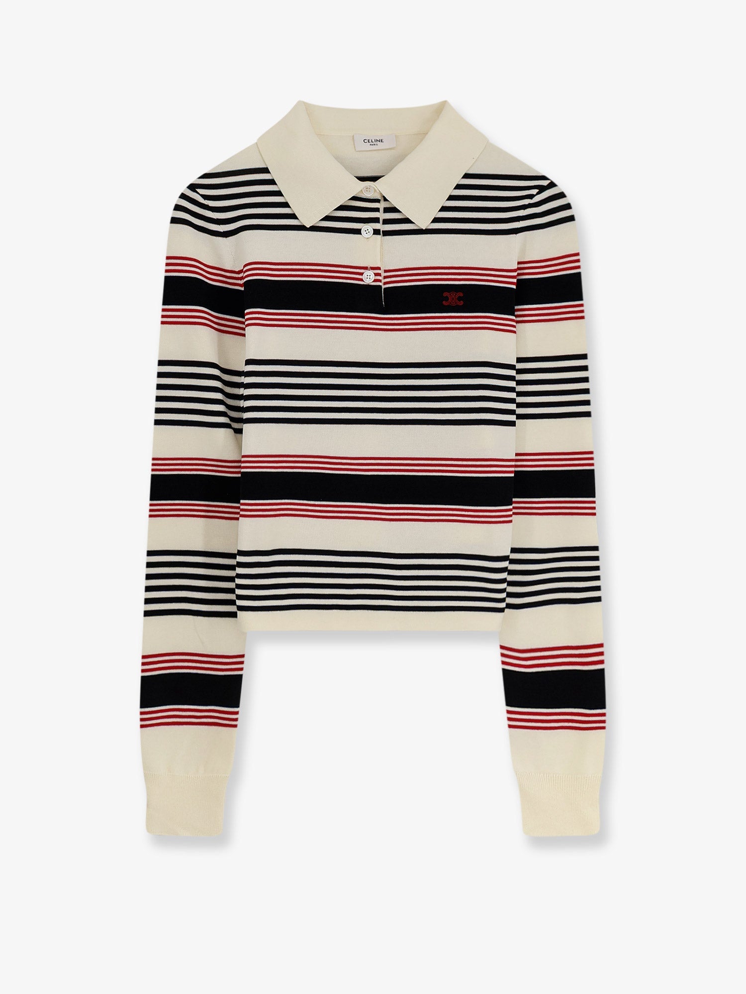 Celine Women Striped Cotton Polo Sweater CELINE
