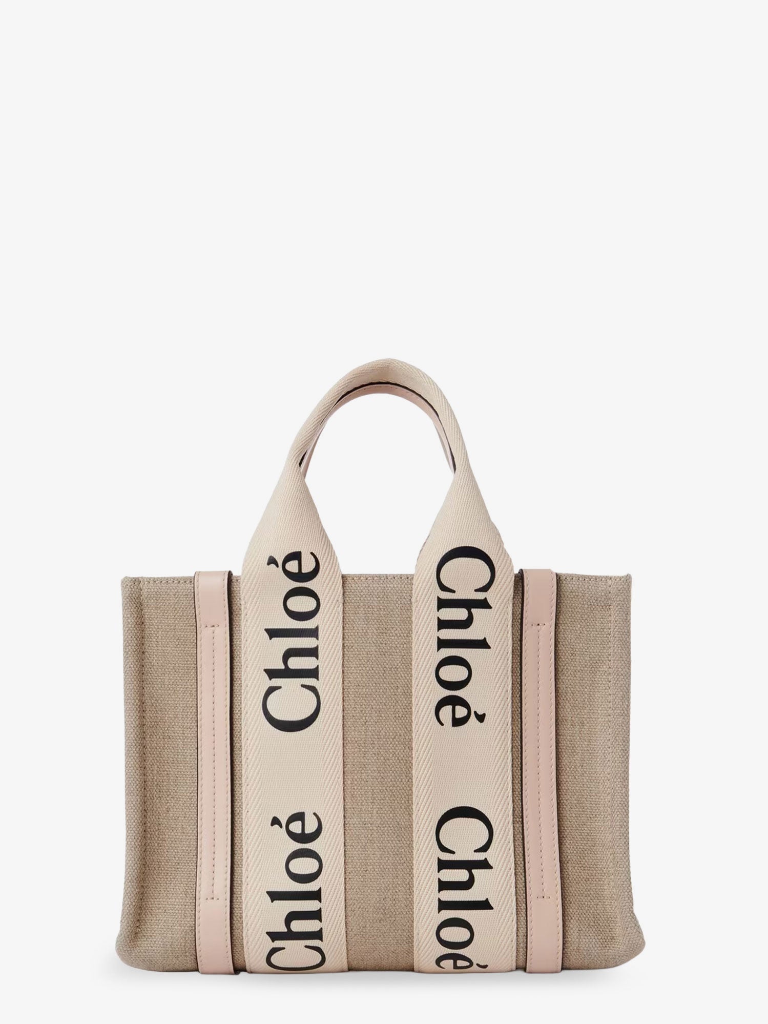 Chloe' Women Woody Linen And Leather Tote Bag CHLOE