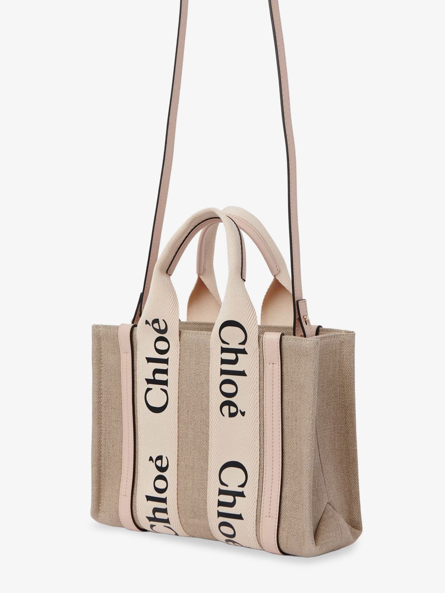 Chloe' Women Woody Linen And Leather Tote Bag CHLOE