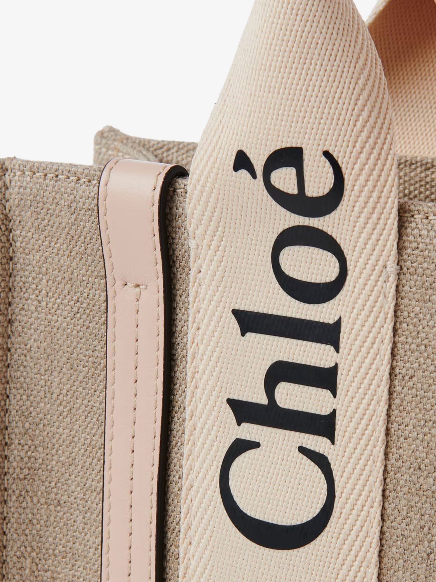 Chloe' Women Woody Linen And Leather Tote Bag CHLOE
