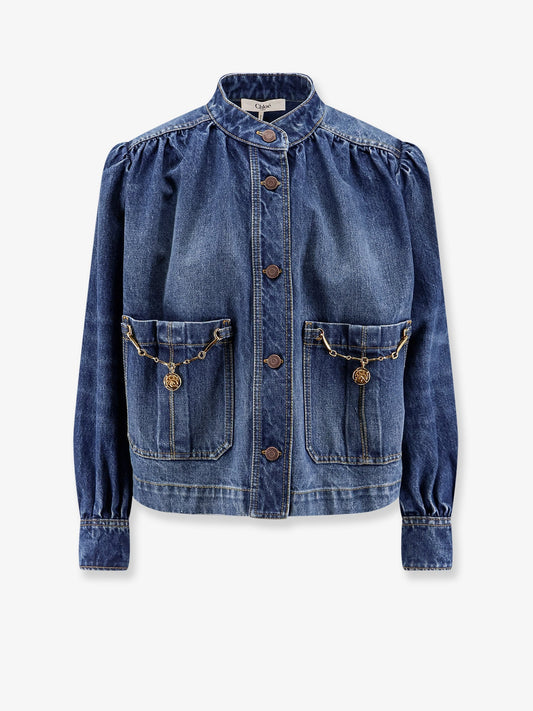 Chloe' Women Denim Jacket With Metal Details CHLOE