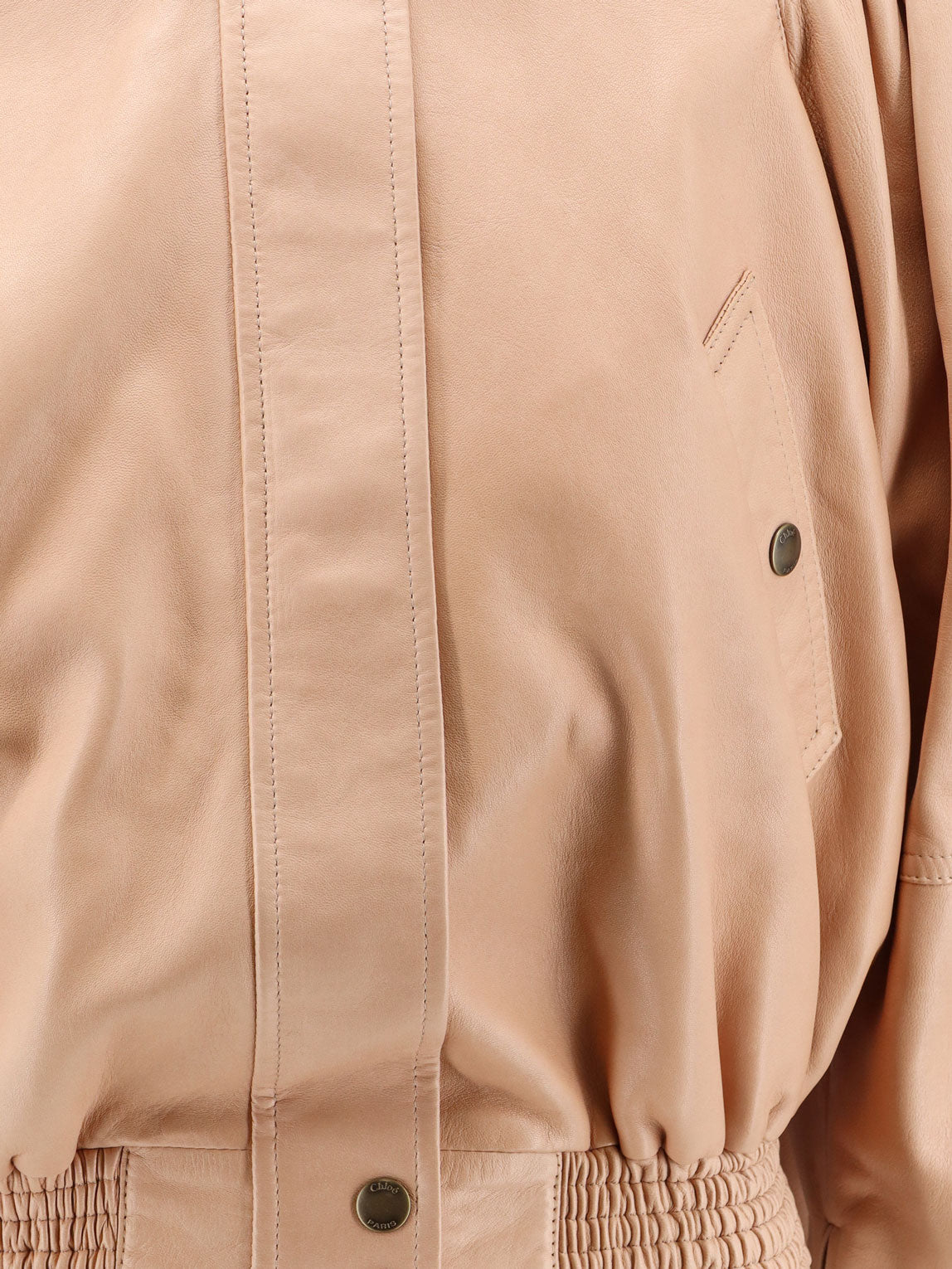 Chloe' Women Leather Jacket With Stitched Profiles CHLOE