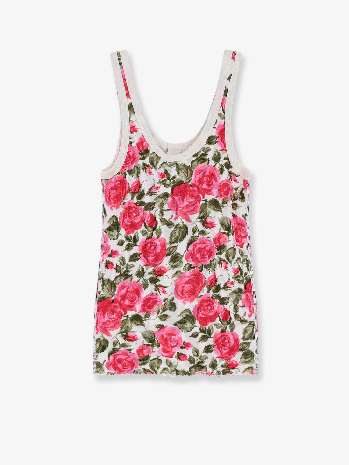 Chloe' Women Cotton Henley Tank Top With All-Over Floral Pattern CHLOE