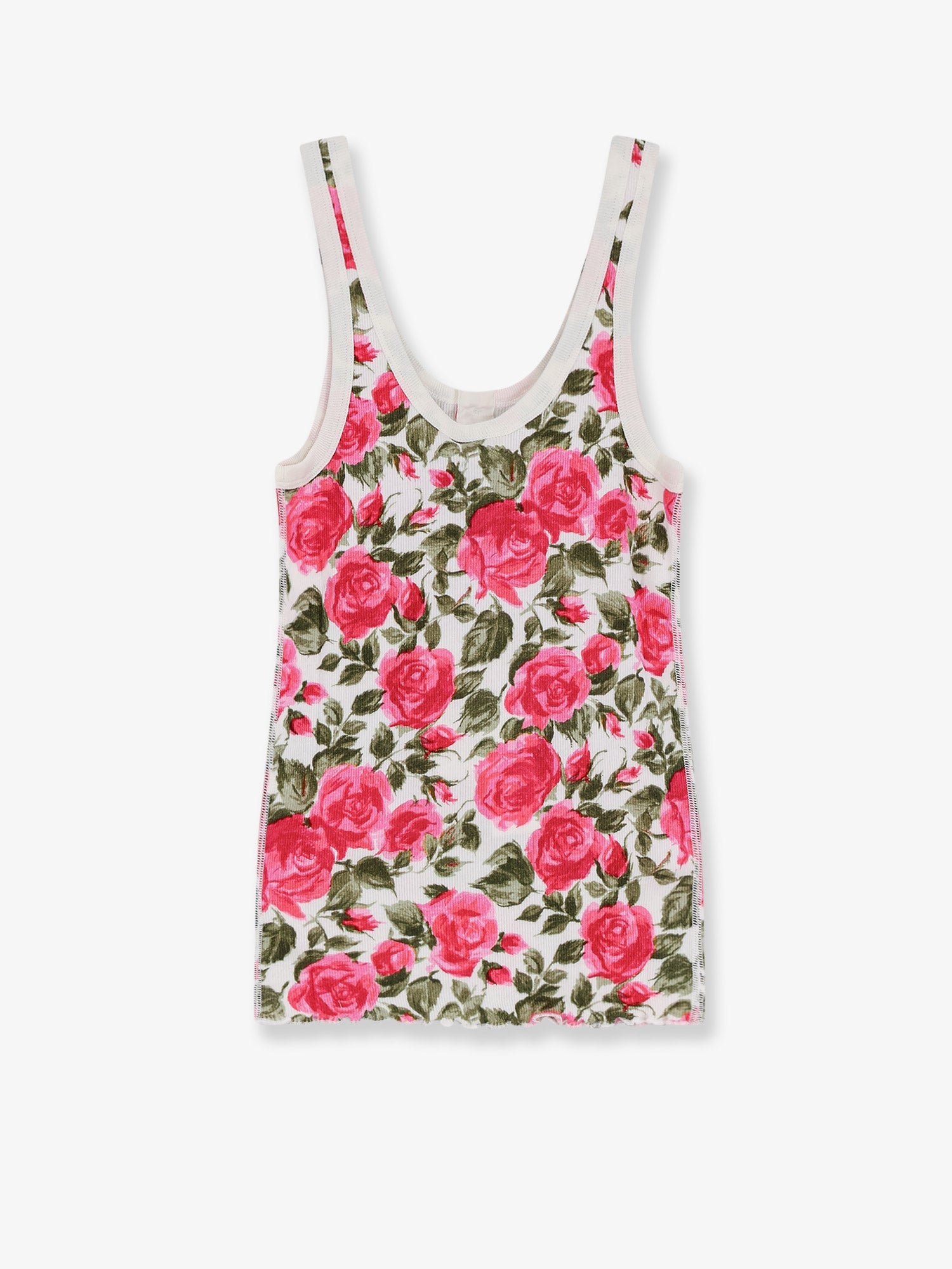Chloe' Women Cotton Henley Tank Top With All-Over Floral Pattern CHLOE