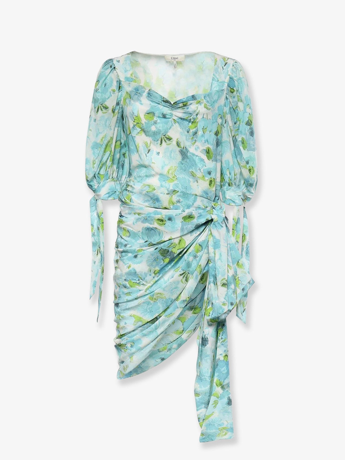 Chloe' Women Silk Dress With Multicolor Floral Print CHLOE