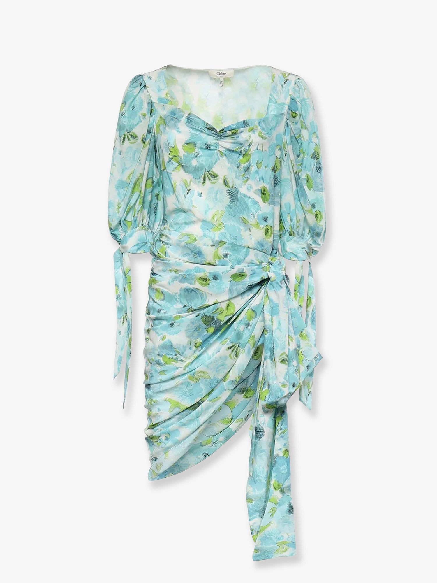Chloe' Women Silk Dress With Multicolor Floral Print CHLOE