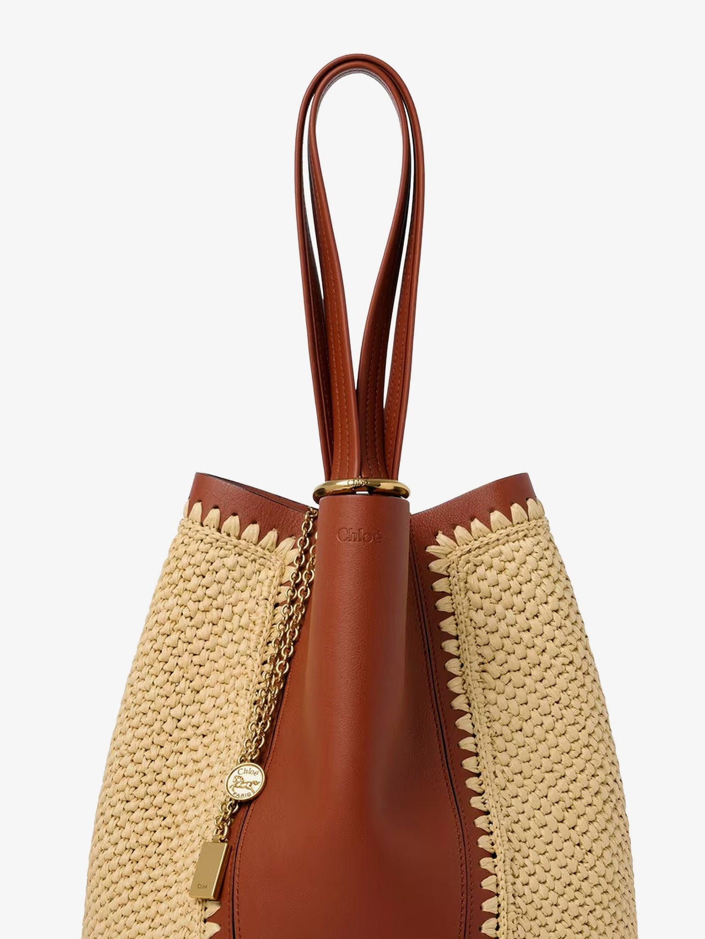 Chloe' Women Chloe Spin Leather And Raffia Shoulder Bag CHLOE