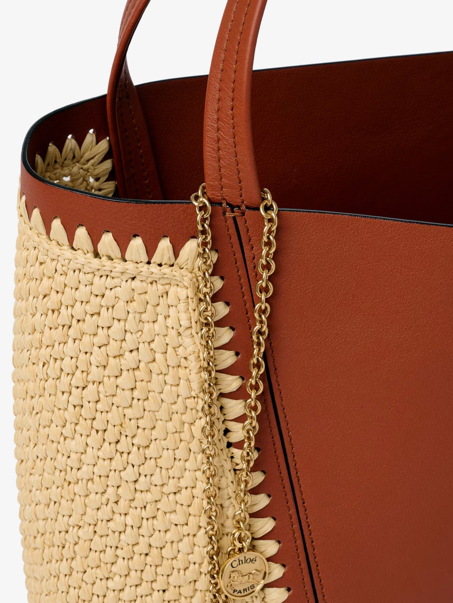 Chloe' Women Chloe Spin Leather And Raffia Shoulder Bag CHLOE