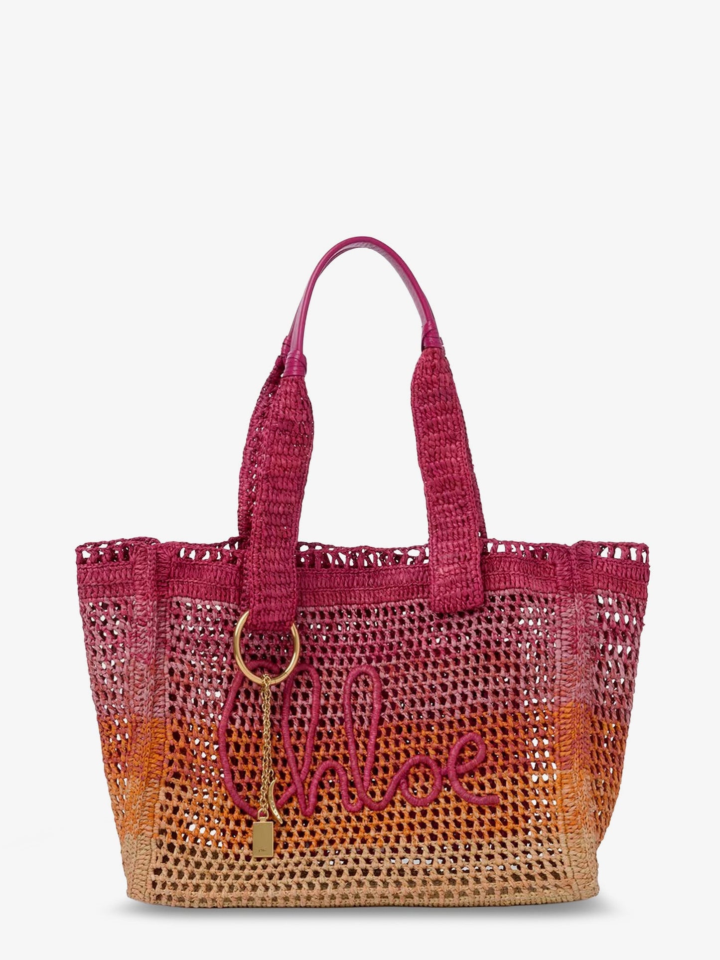 Chloe' Women East-West Summer Banana Multicolored Raffia Shoulder Bag CHLOE