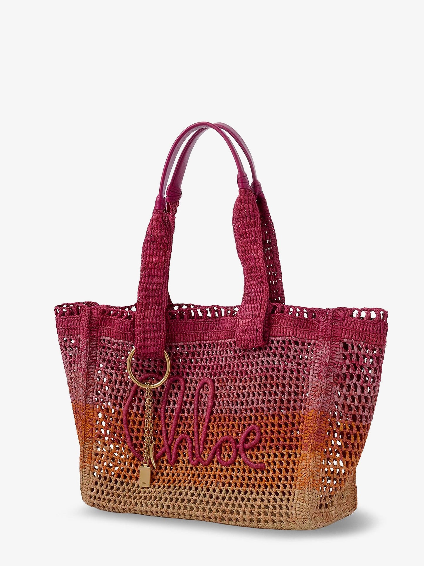 Chloe' Women East-West Summer Banana Multicolored Raffia Shoulder Bag CHLOE
