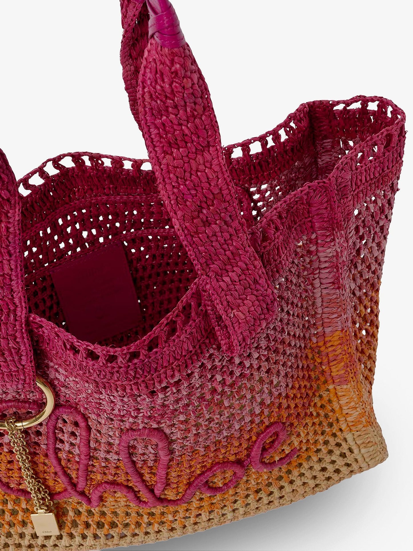 Chloe' Women East-West Summer Banana Multicolored Raffia Shoulder Bag CHLOE