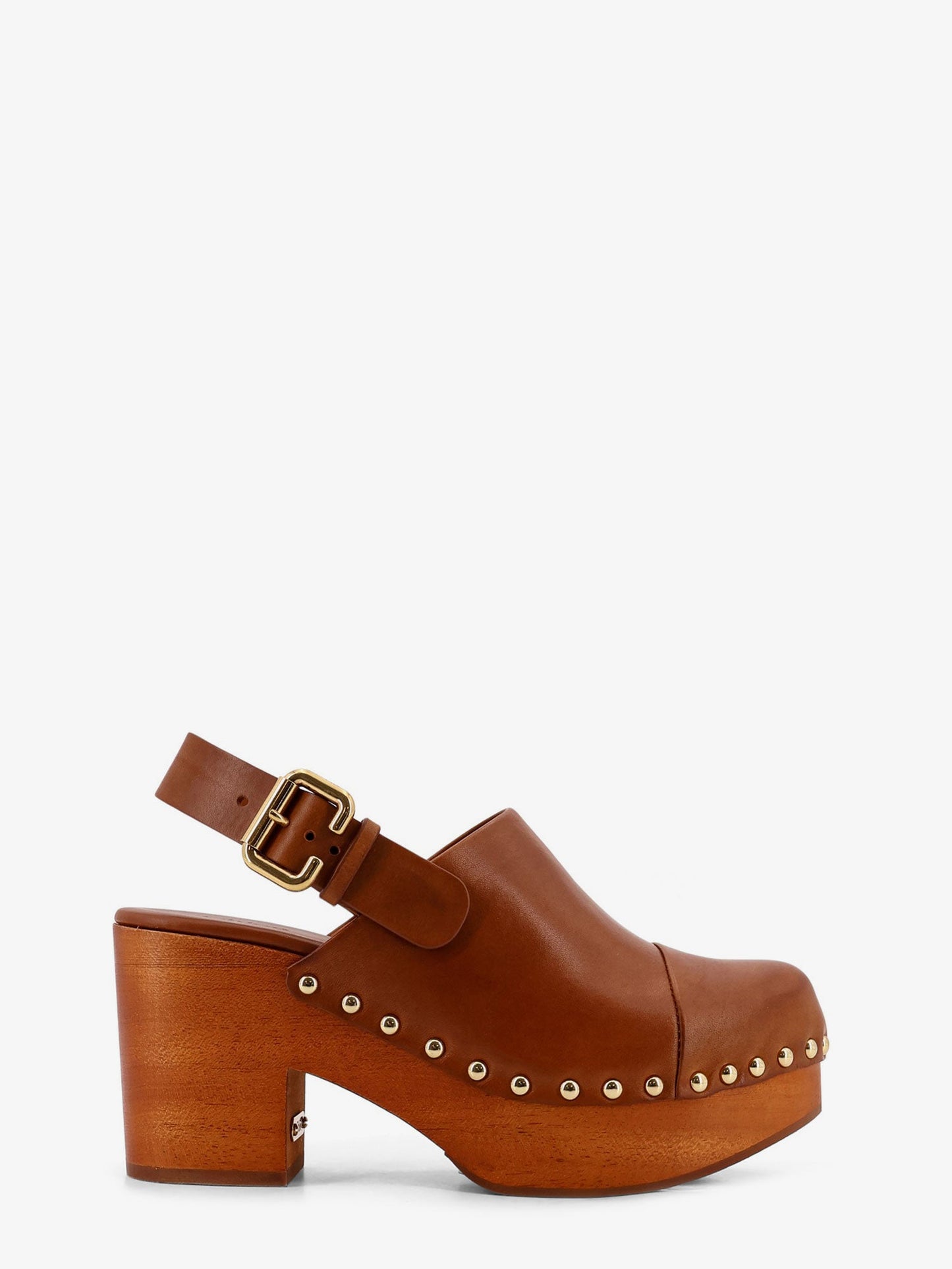 Chloe' Women Leather And Wood Jeanette Sabot CHLOE