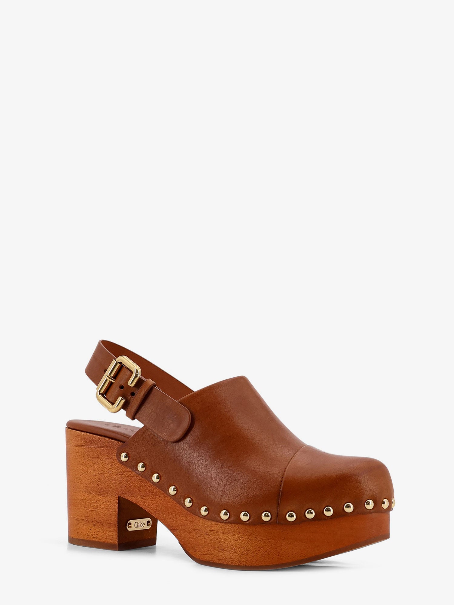 Chloe' Women Leather And Wood Jeanette Sabot CHLOE