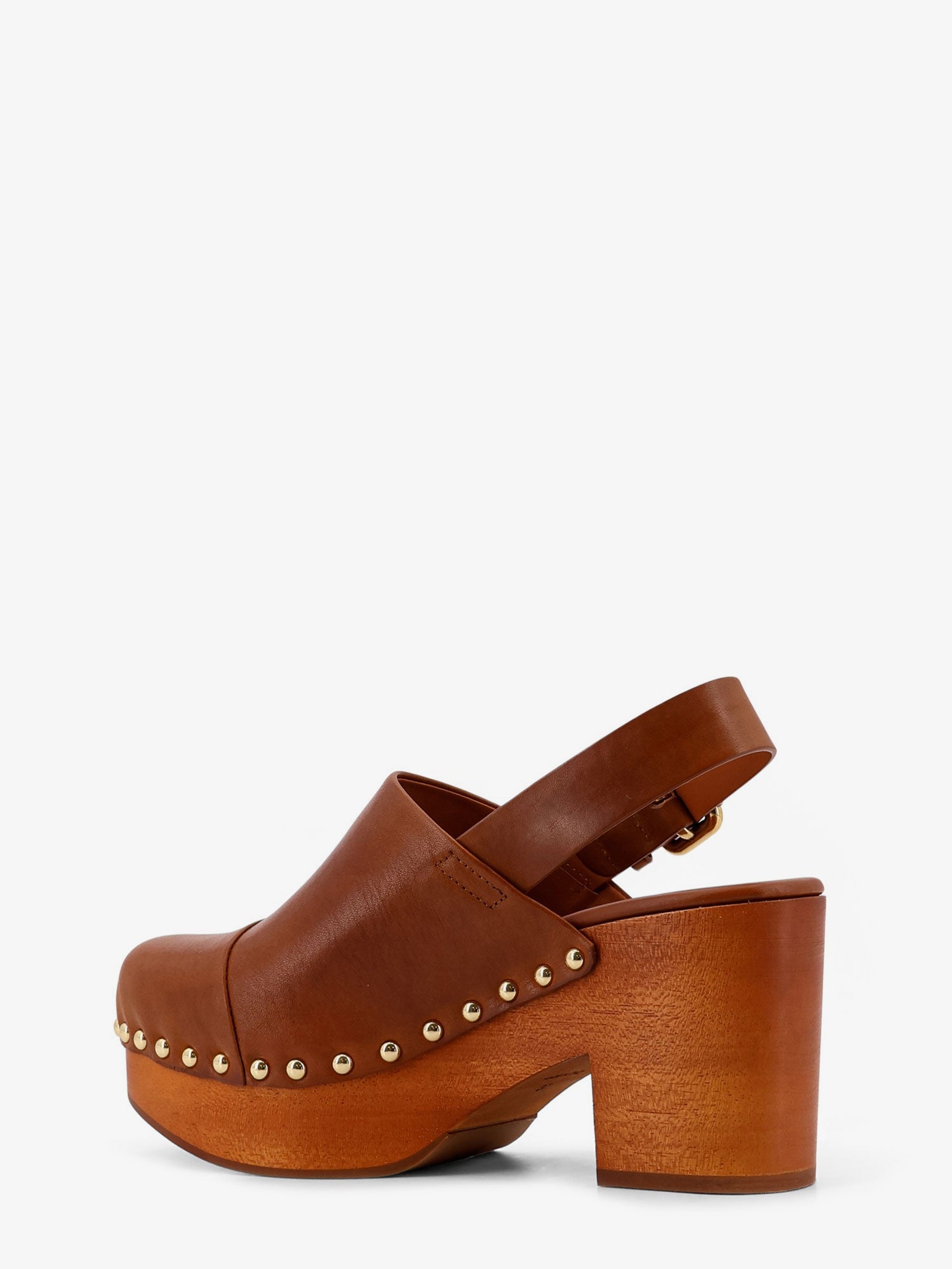 Chloe' Women Leather And Wood Jeanette Sabot CHLOE