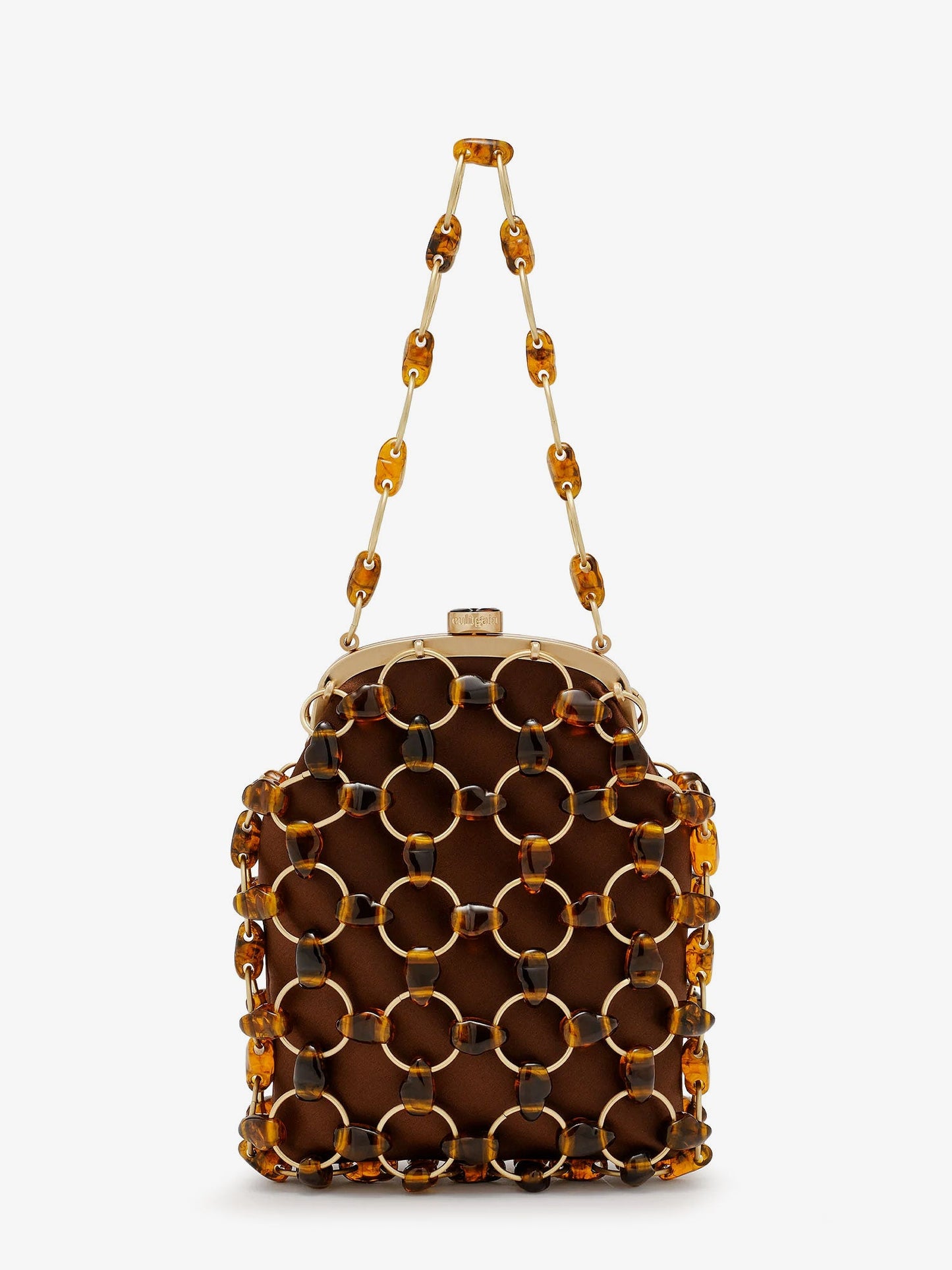 Cult Gaia Women Brielle Wristlet Leather Handbag With All-Over Pearl Detail CULT GAIA
