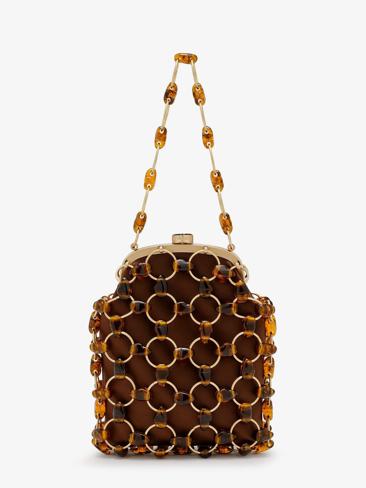 Cult Gaia Women Brielle Wristlet Leather Handbag With All-Over Pearl Detail CULT GAIA