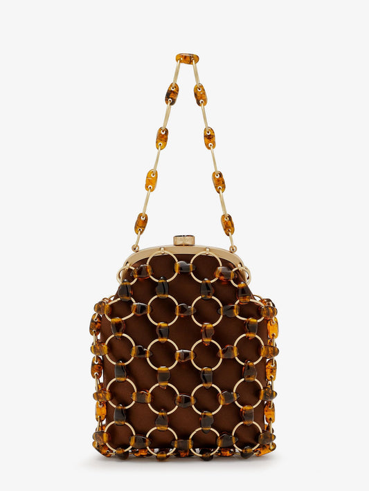 Cult Gaia Women Brielle Wristlet Leather Handbag With All-Over Pearl Detail CULT GAIA