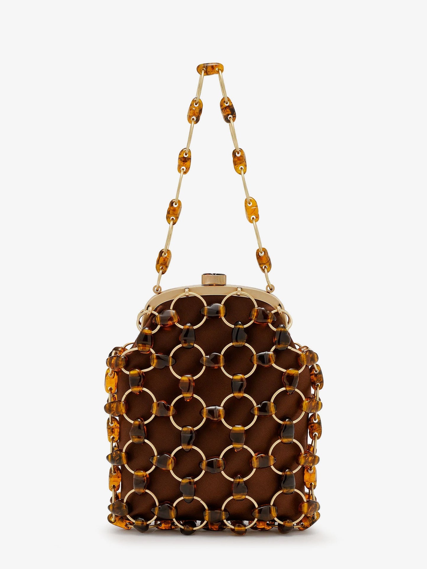 Cult Gaia Women Brielle Wristlet Leather Handbag With All-Over Pearl Detail CULT GAIA