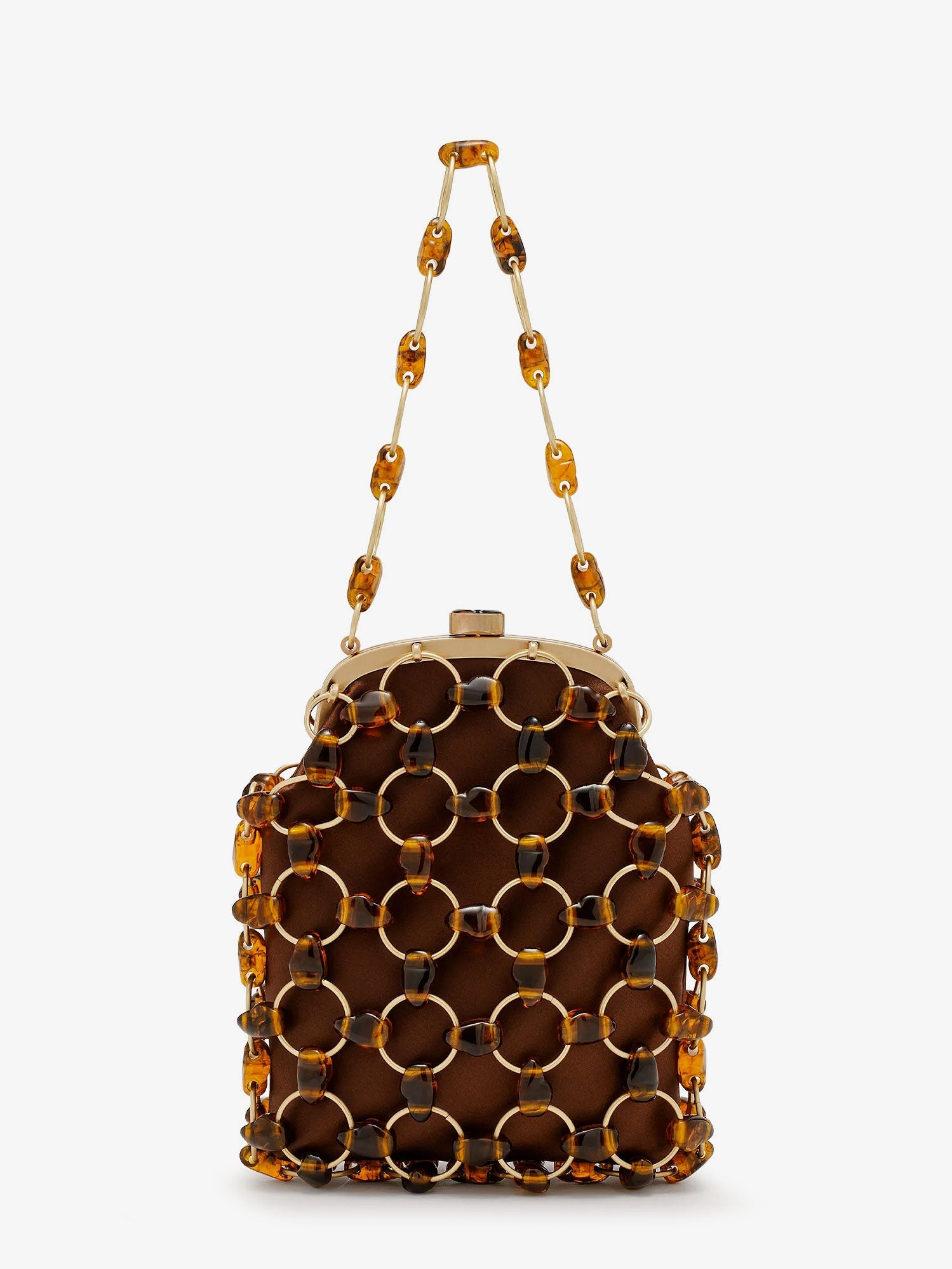 Cult Gaia Women Brielle Wristlet Leather Handbag With All-Over Pearl Detail CULT GAIA