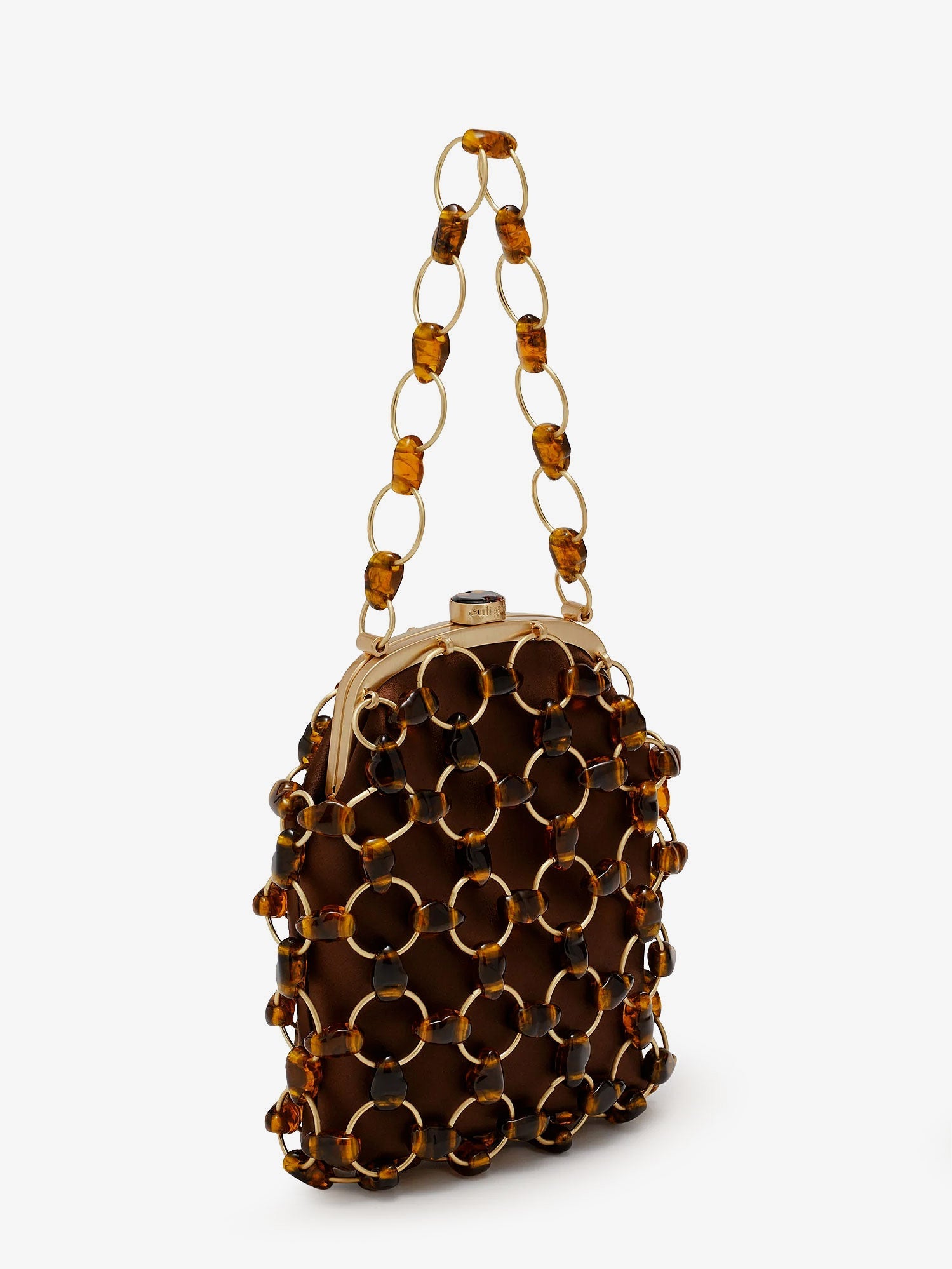 Cult Gaia Women Brielle Wristlet Leather Handbag With All-Over Pearl Detail CULT GAIA